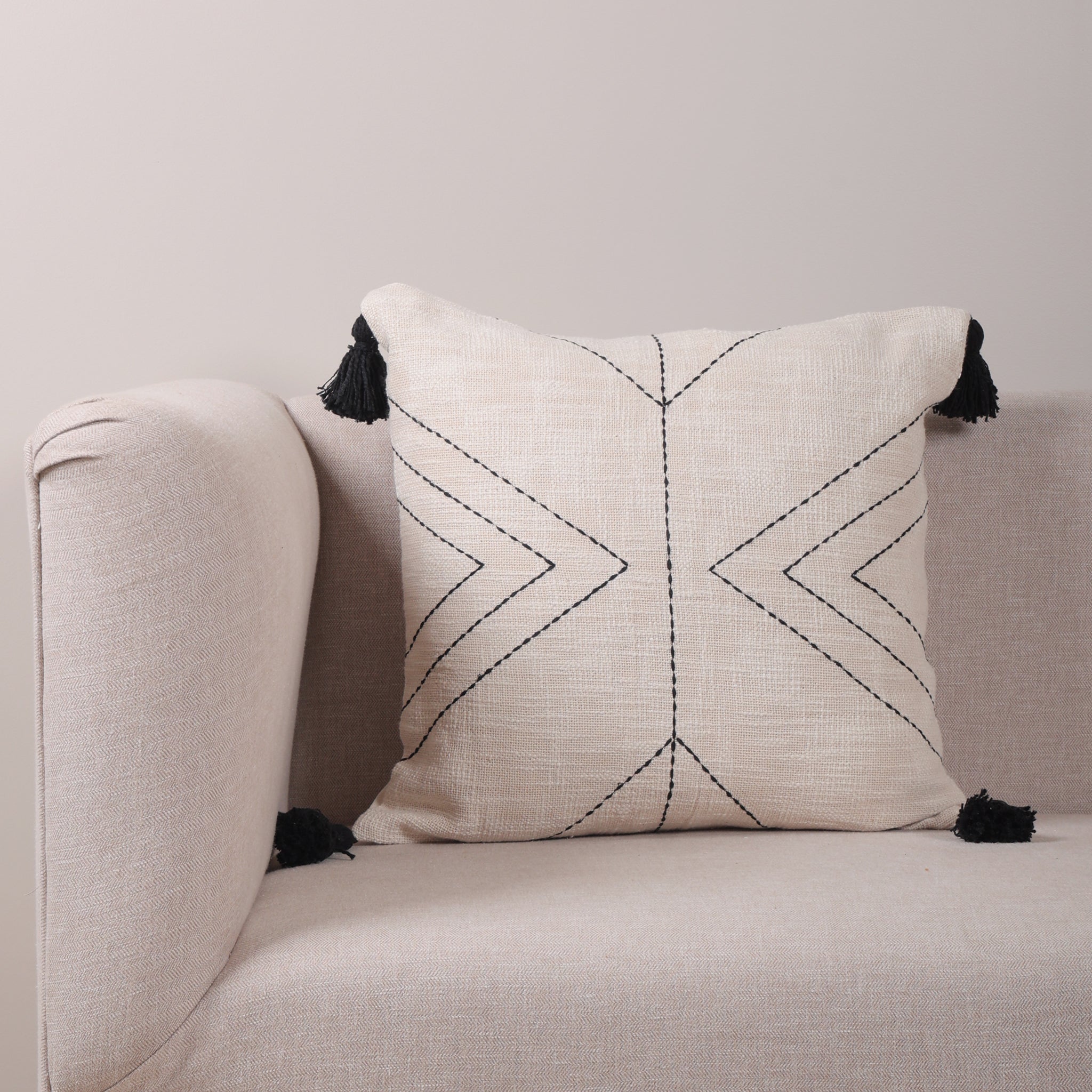 Parin Geometric Embroidered Cotton Cushion