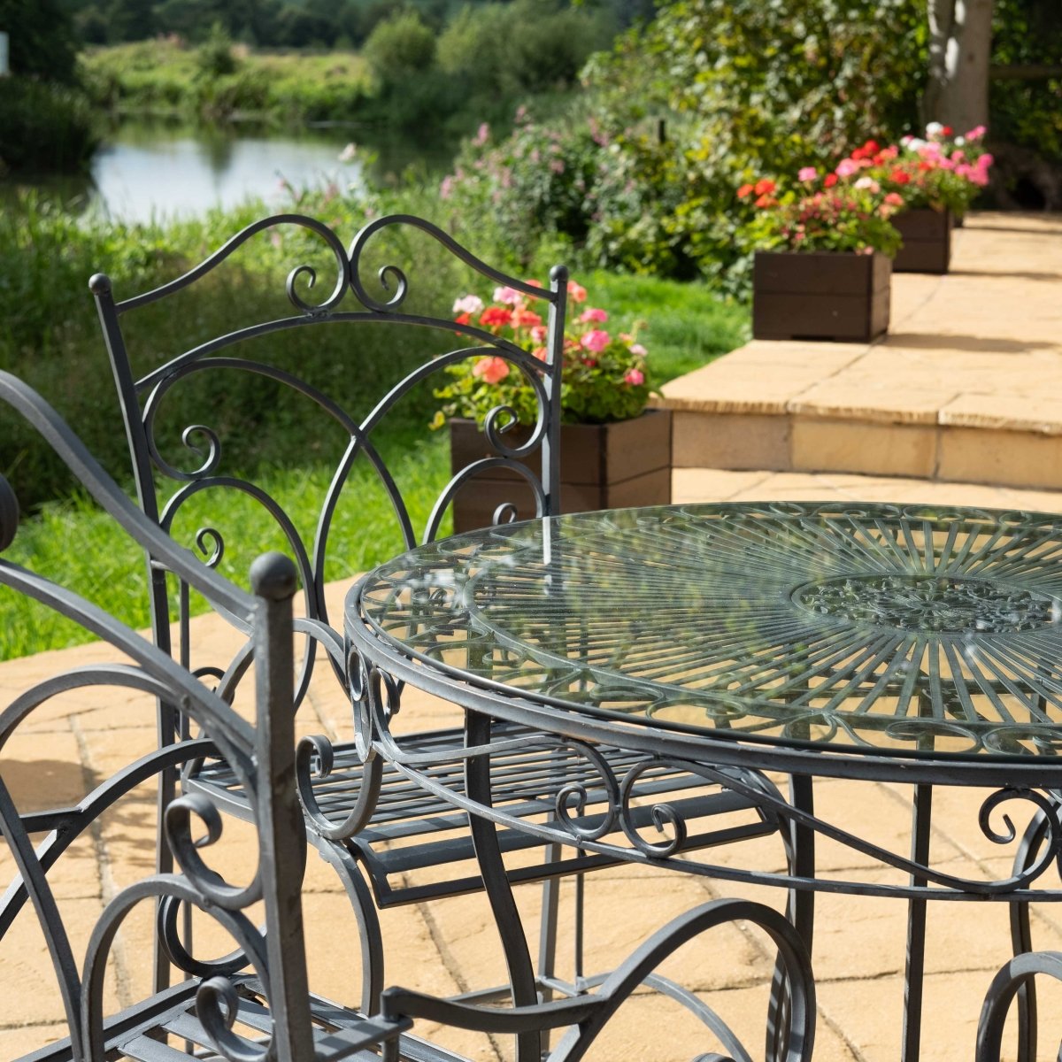 Heritage Bistro Set (5pc) with Glass | Dark Lead - OPULENT Co