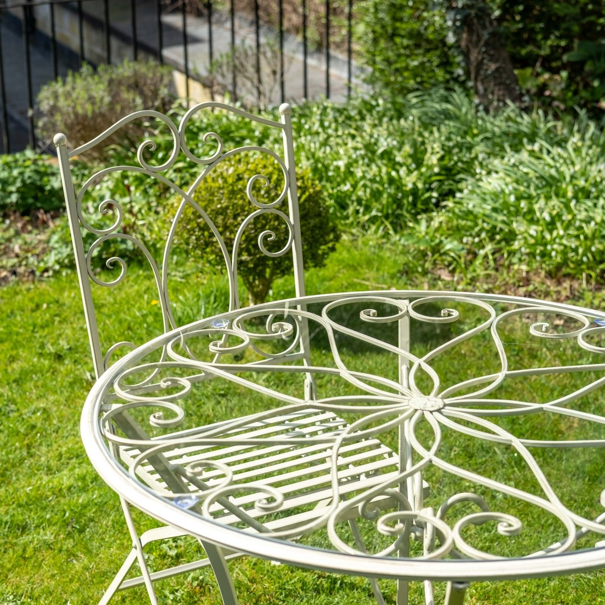 Cheltenham Bistro Set 5pc with Glass | Cream - OPULENT Co