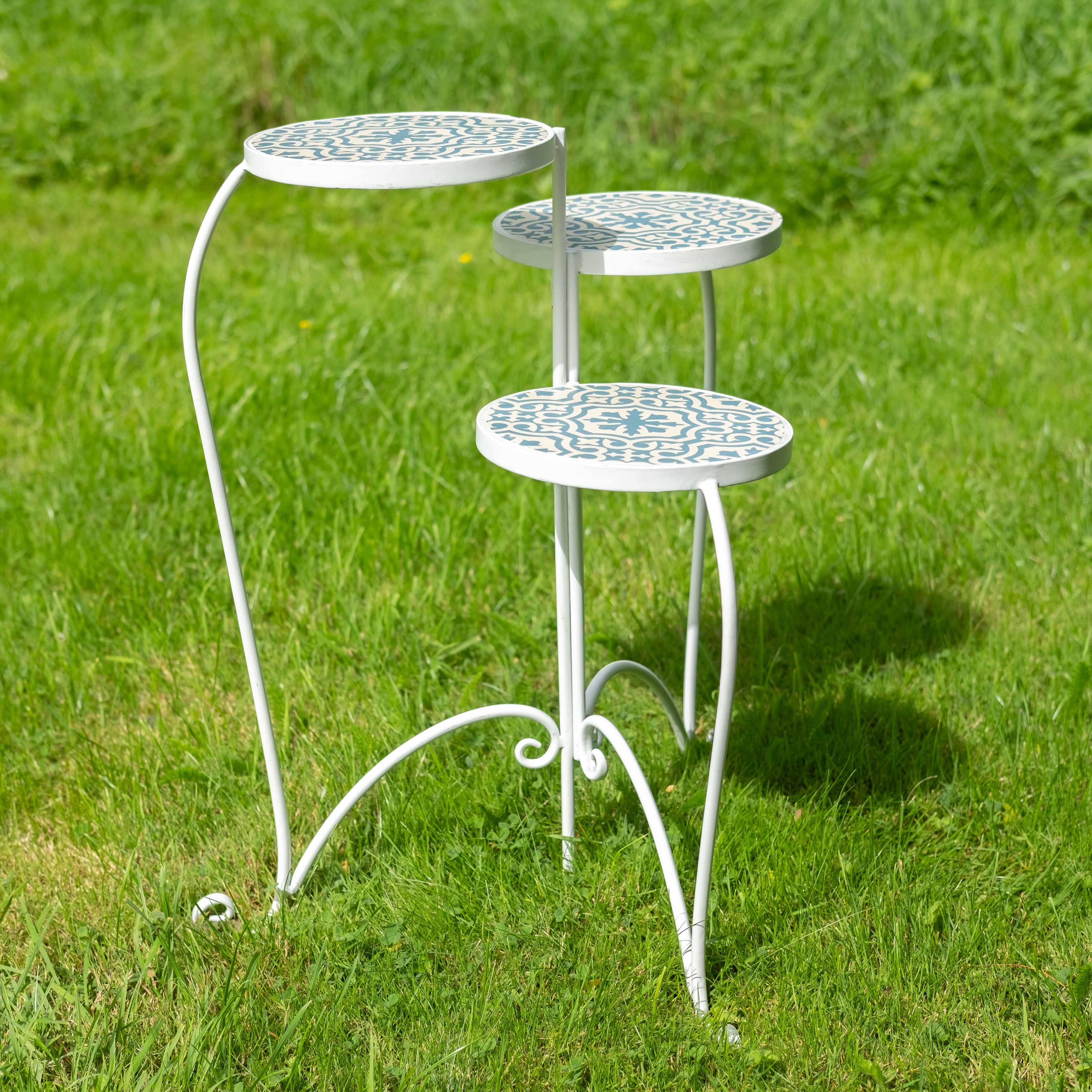MOSAIC FOLDING | PLANT STAND | White & Blue