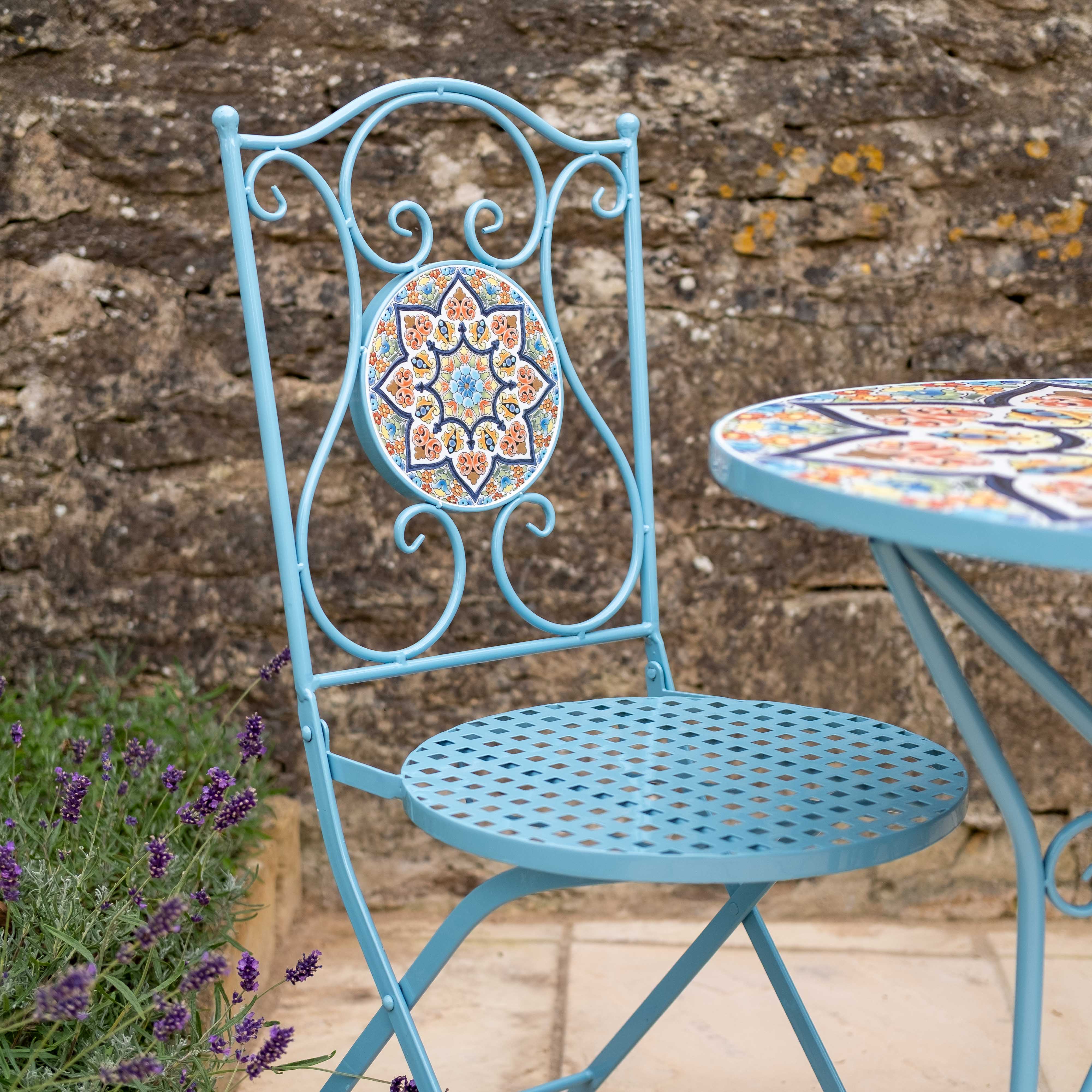 Mosaic Bistro Set | AZURA | Light Blue