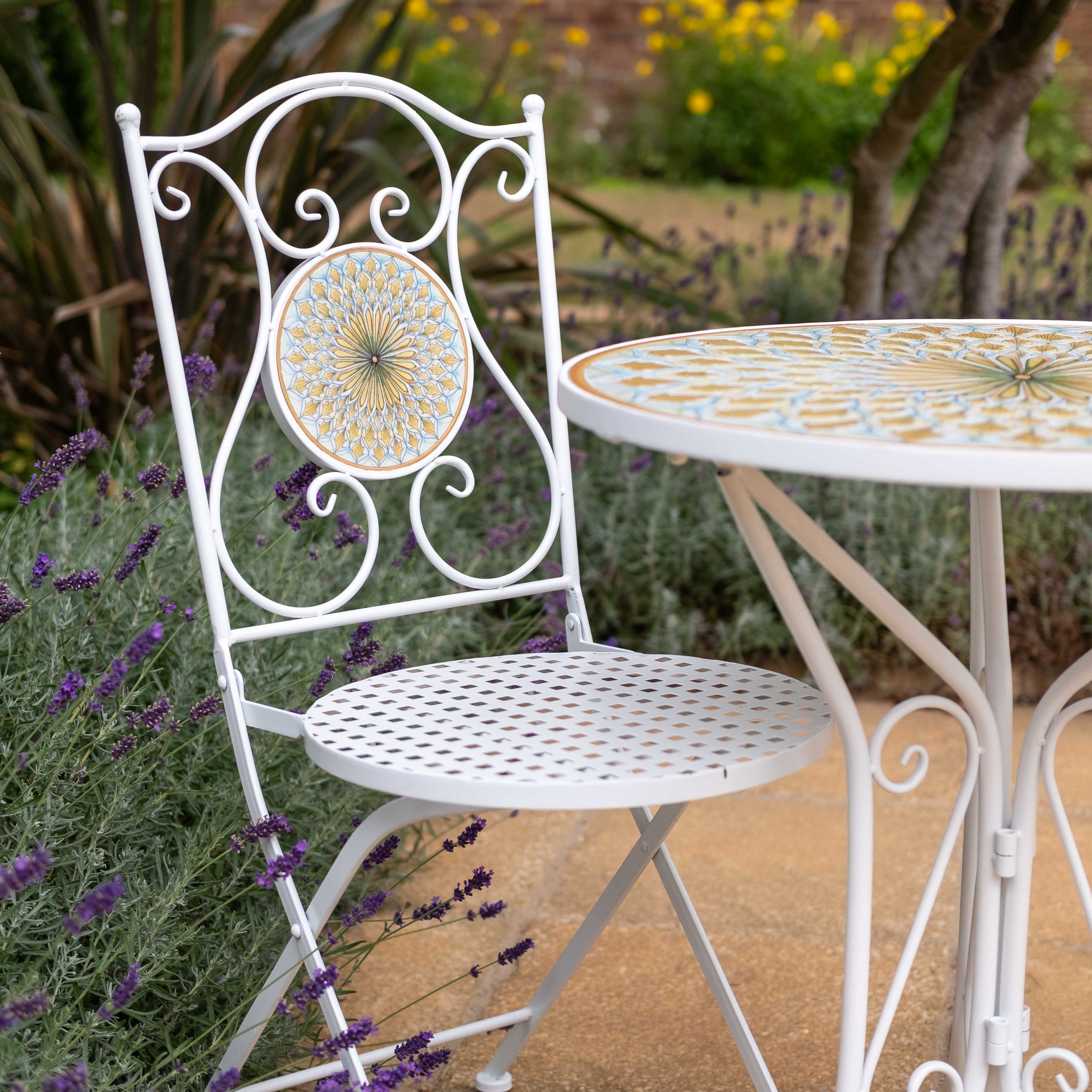 Mosaic Bistro Set | CITRUS | White Lemon Yellow