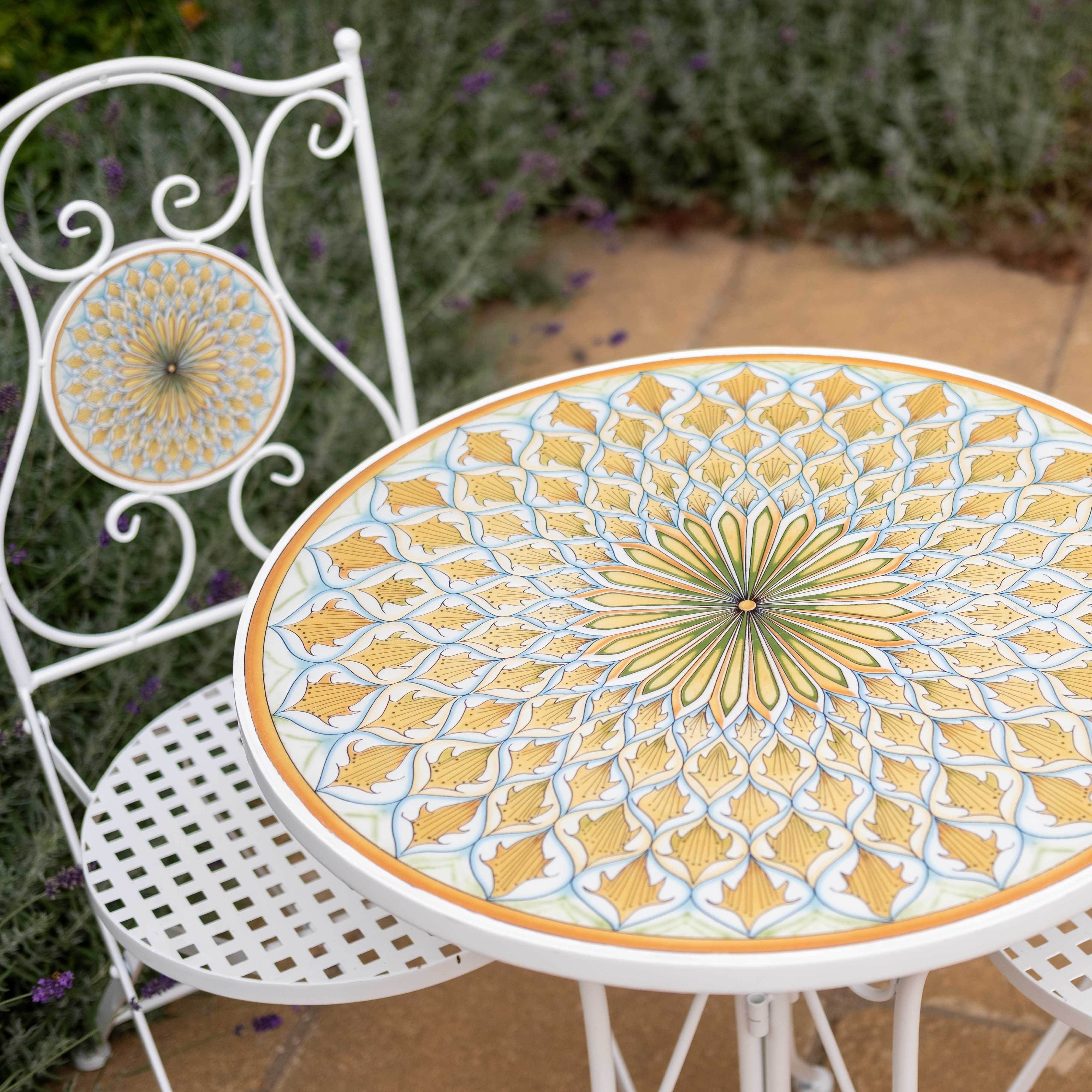 Mosaic Bistro Set | Citrus | White Lemon Yellow