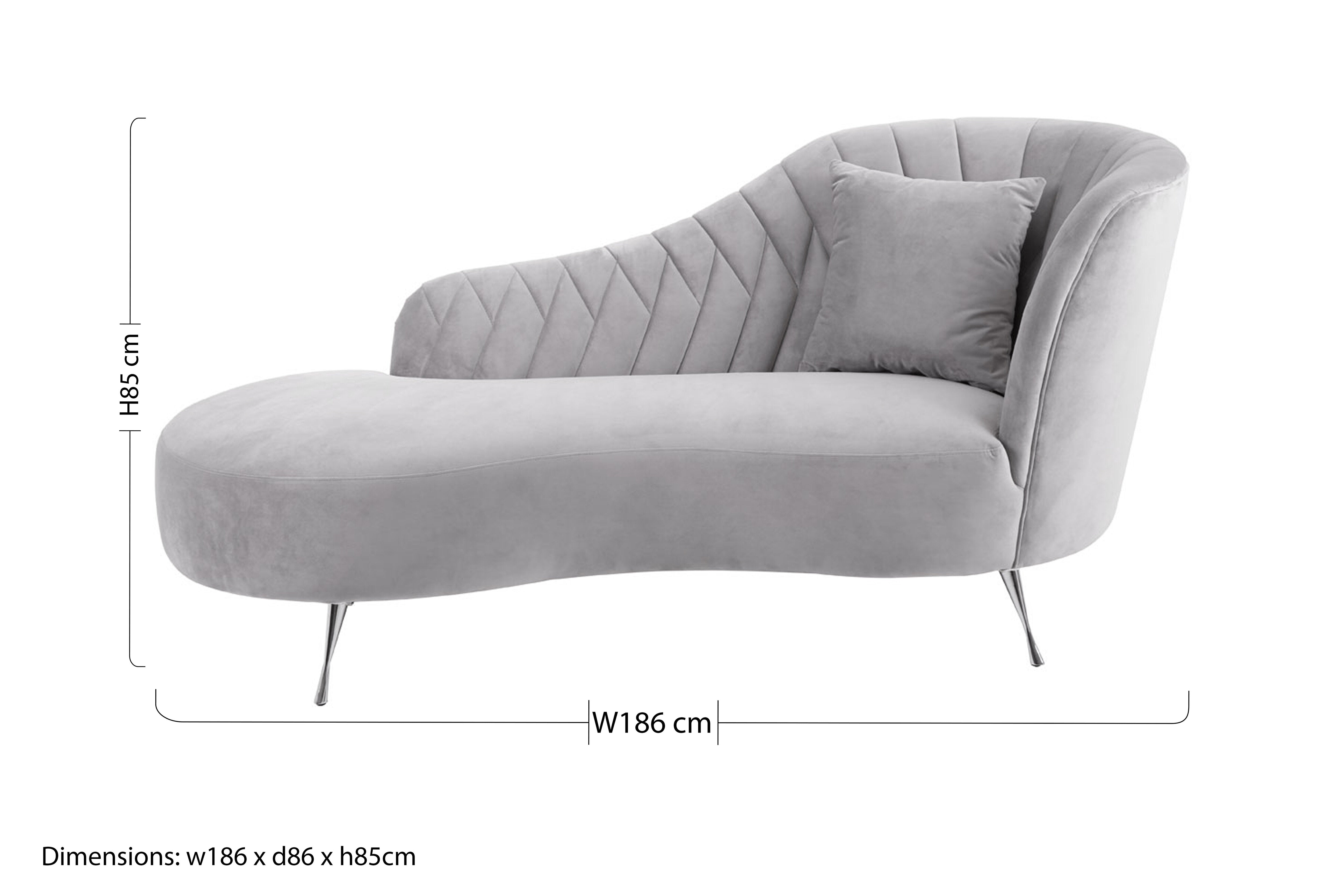 Nero Rene Grey Velvet Chaise Longue