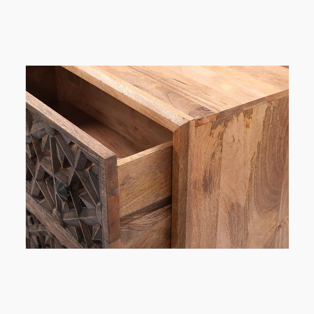 Zaayah Cut Work Wooden Three Chest of Drawers - OPULENT Co