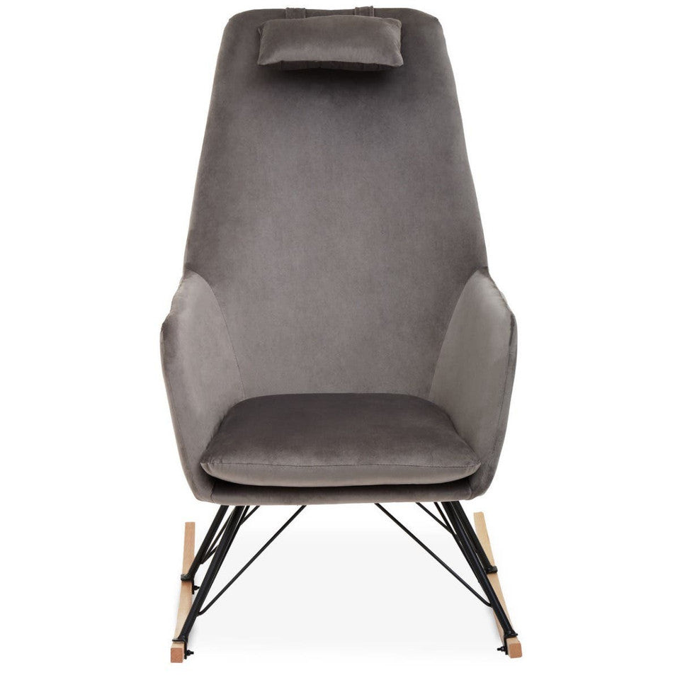 Solna Grey Velvet Rocking Chair