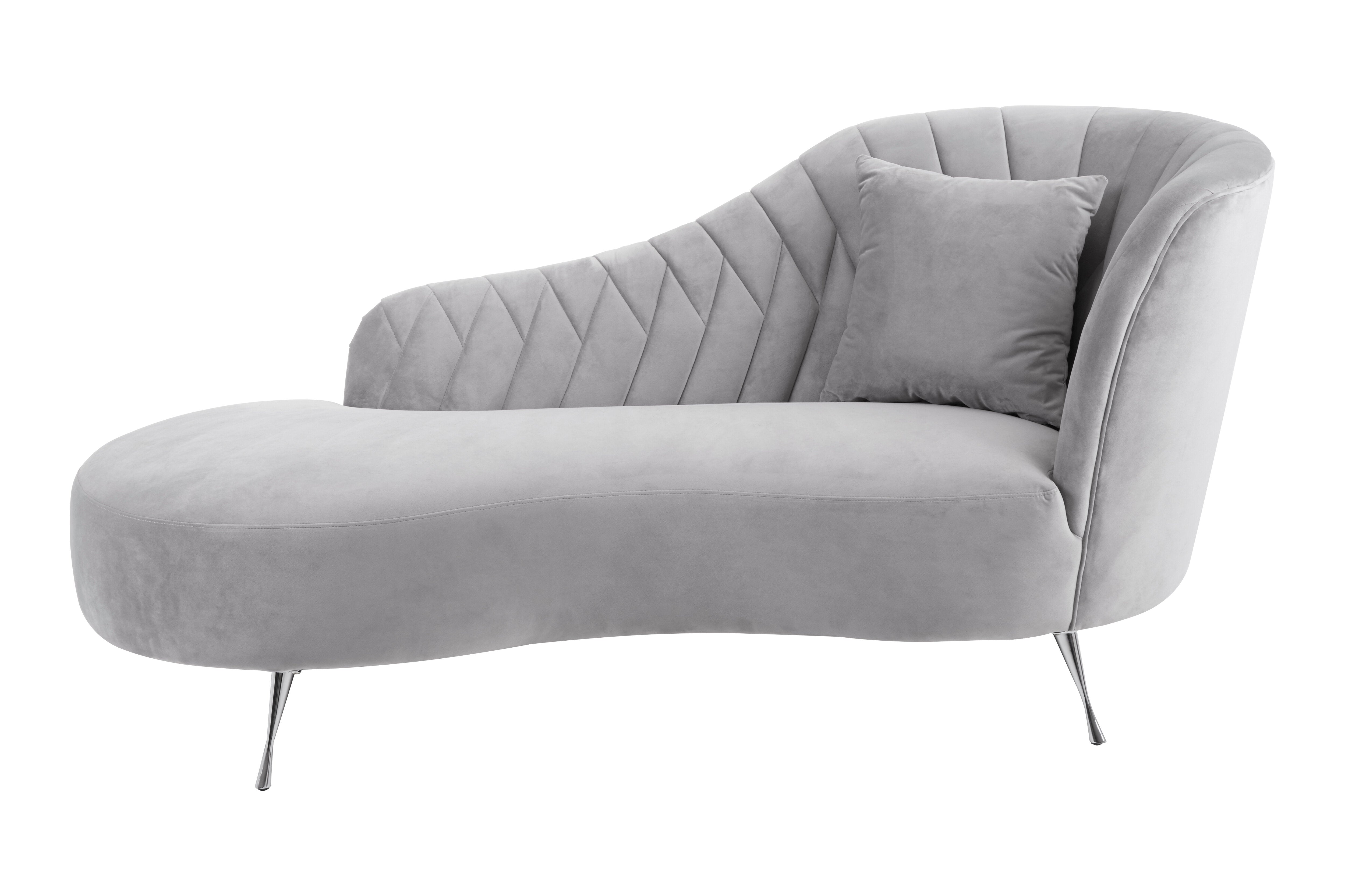 Nero Rene Grey Velvet Chaise Longue