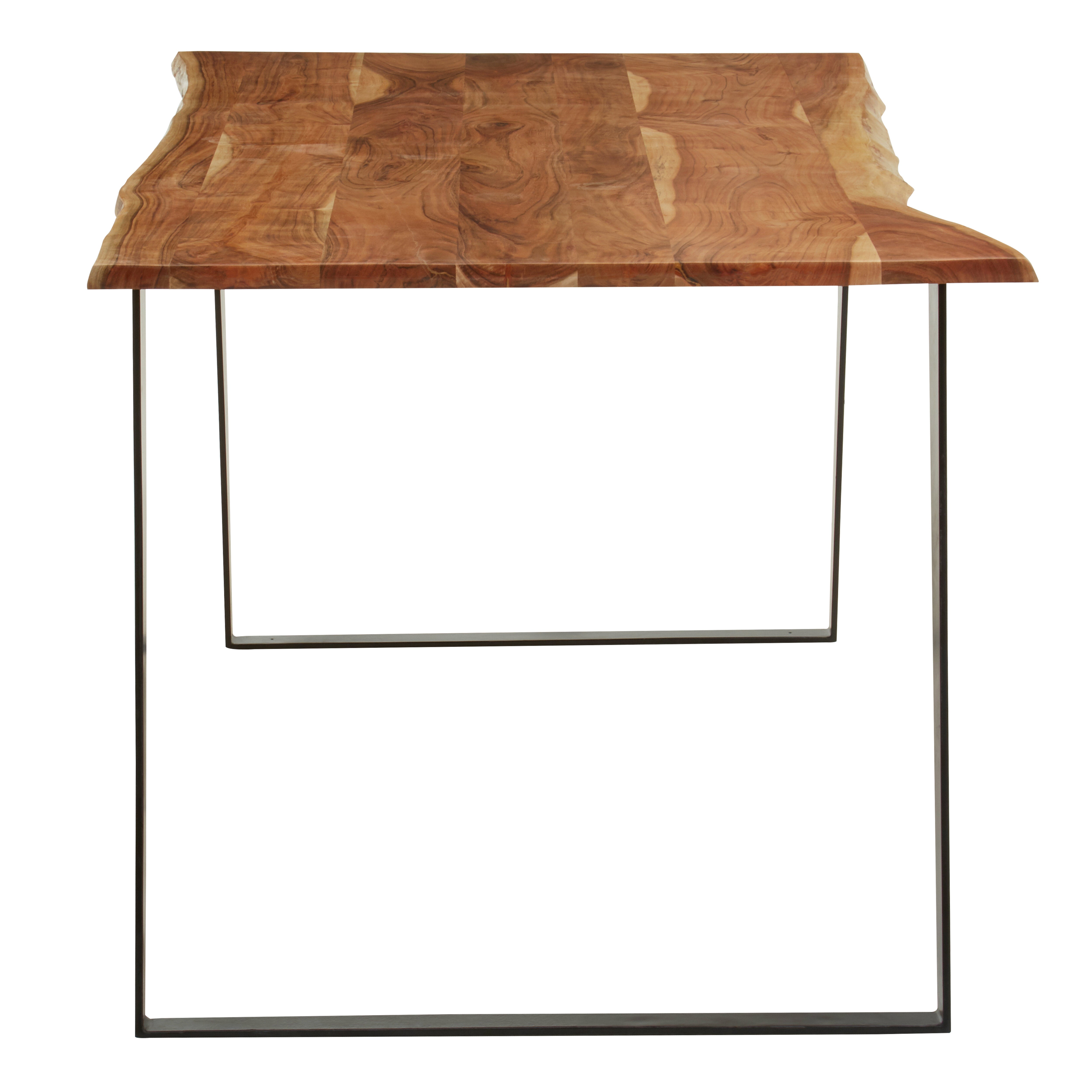 Vermont Acacia Wood And Looped Iron Base Dining Table