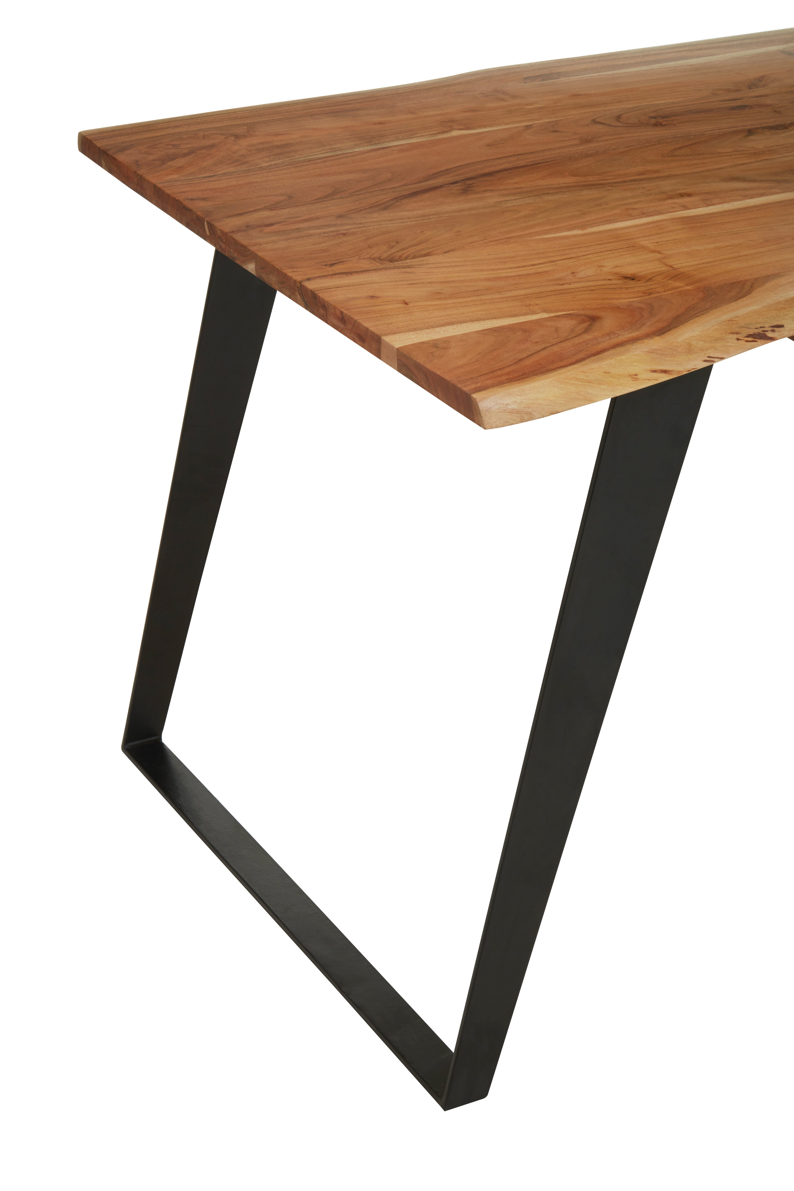 Vermont Acacia Wood And Looped Iron Base Dining Table