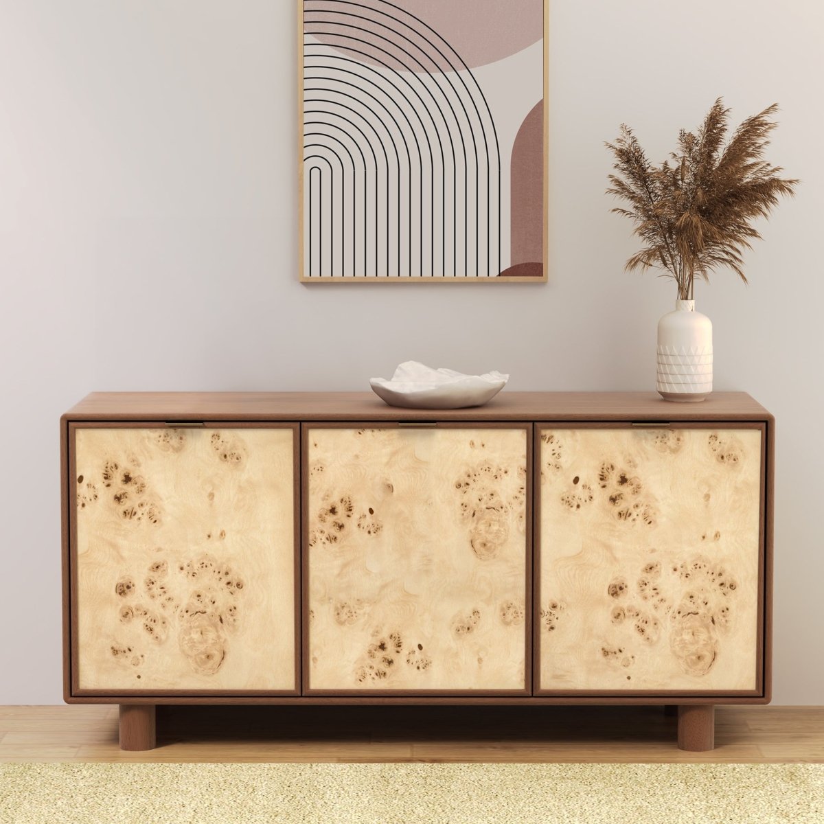 Urban Burl Three Door Cabinet - OPULENT Co