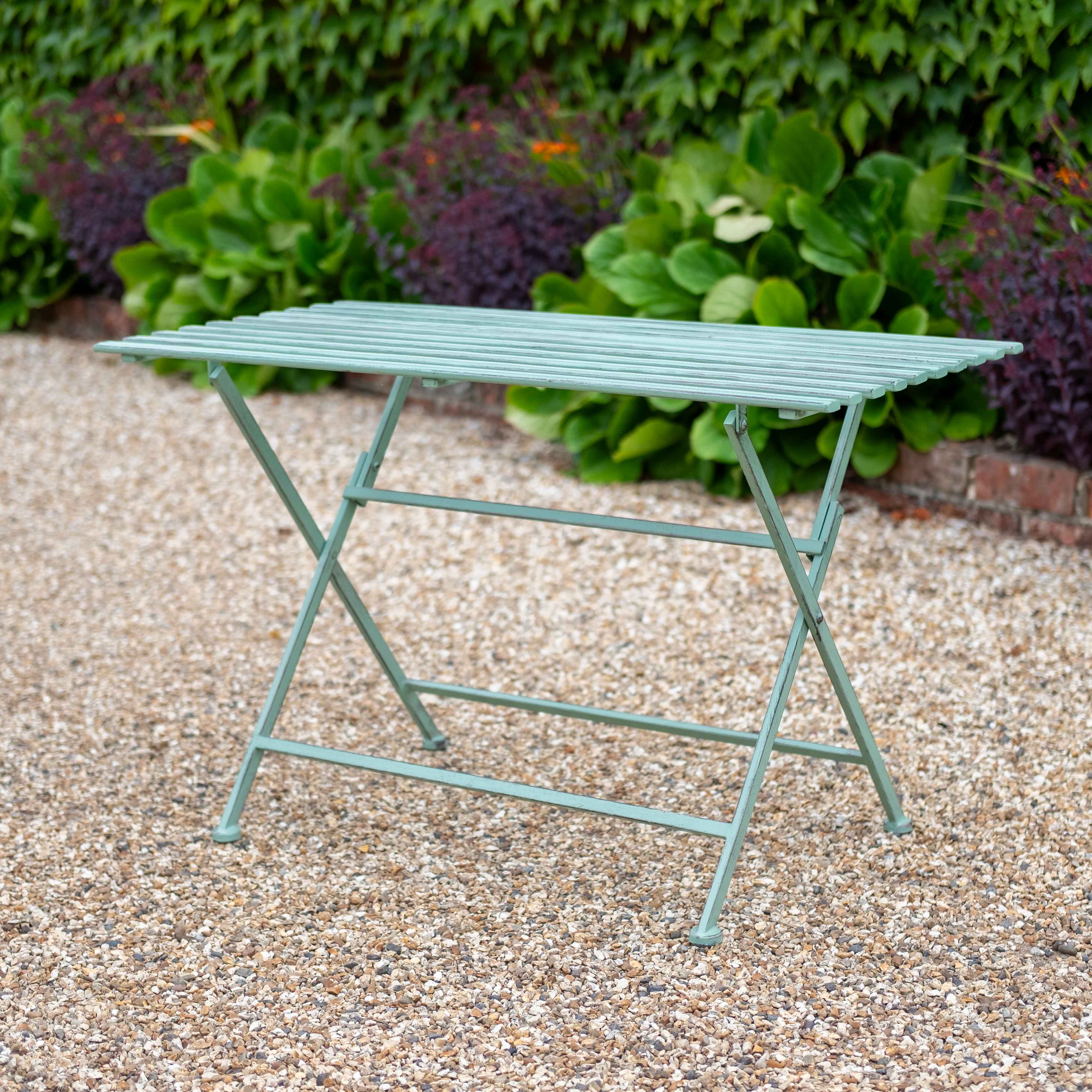 Slatted Garden Table | Sage Green | Folding