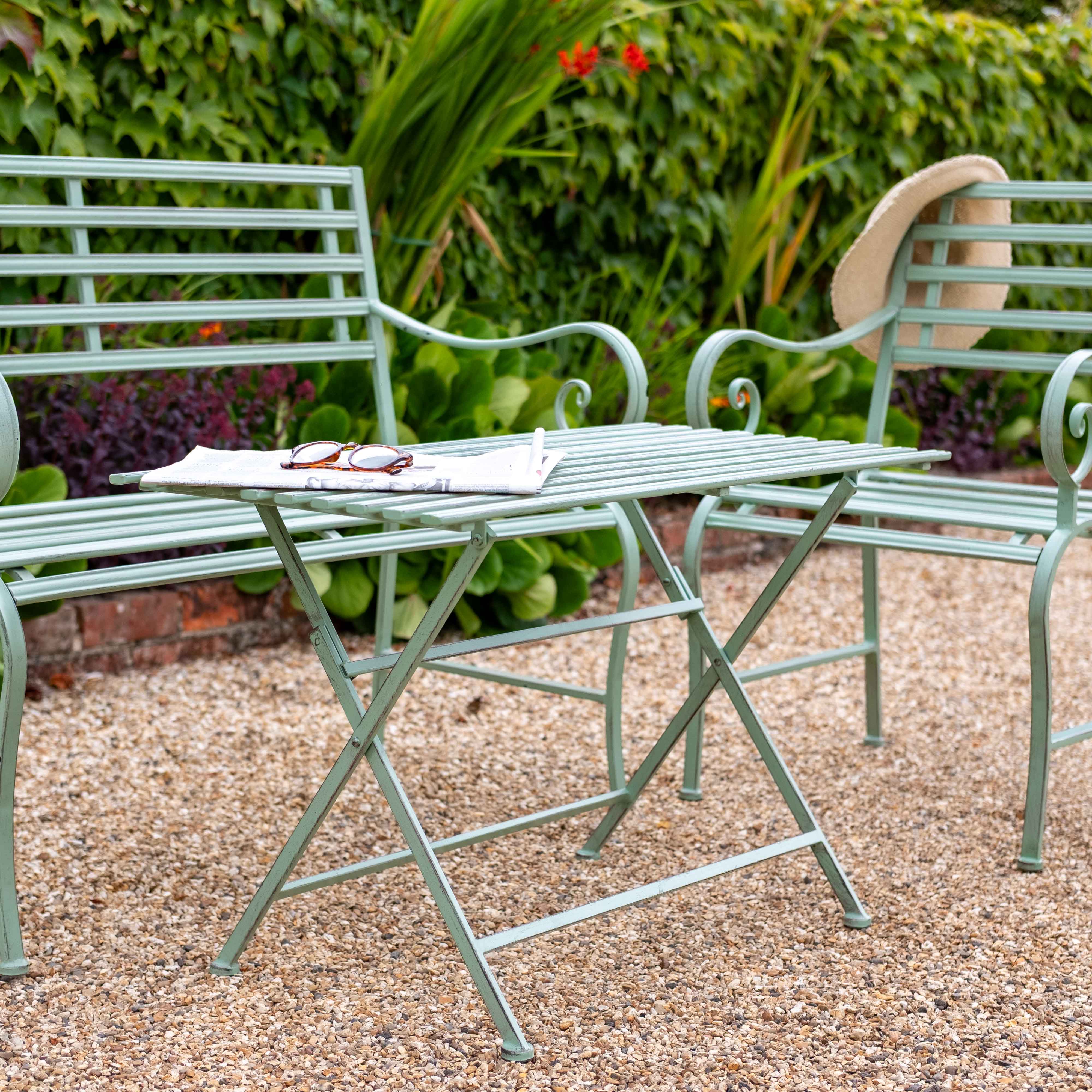 Slatted Garden Table | Sage Green | Folding