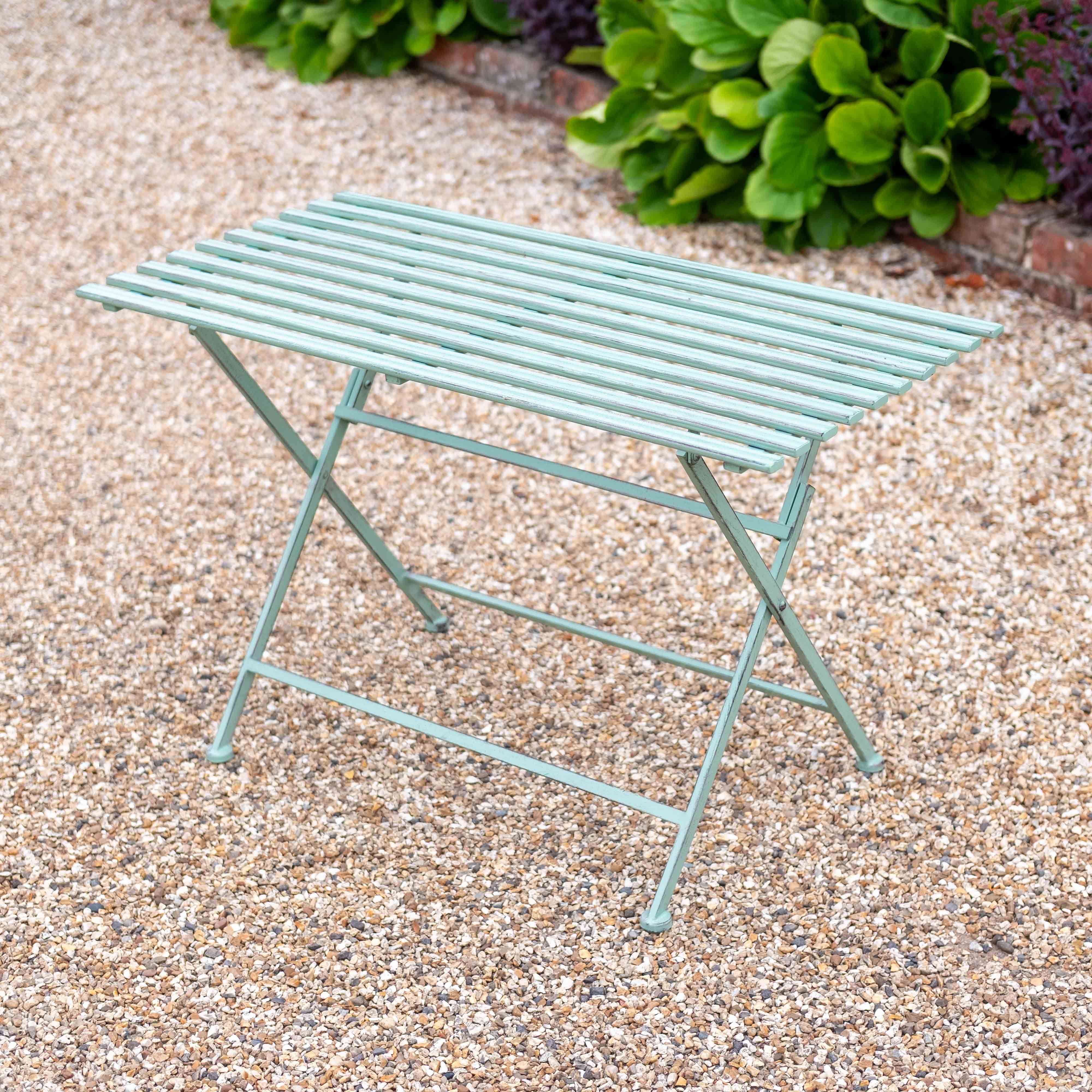 Slatted Garden Table | Sage Green | Folding