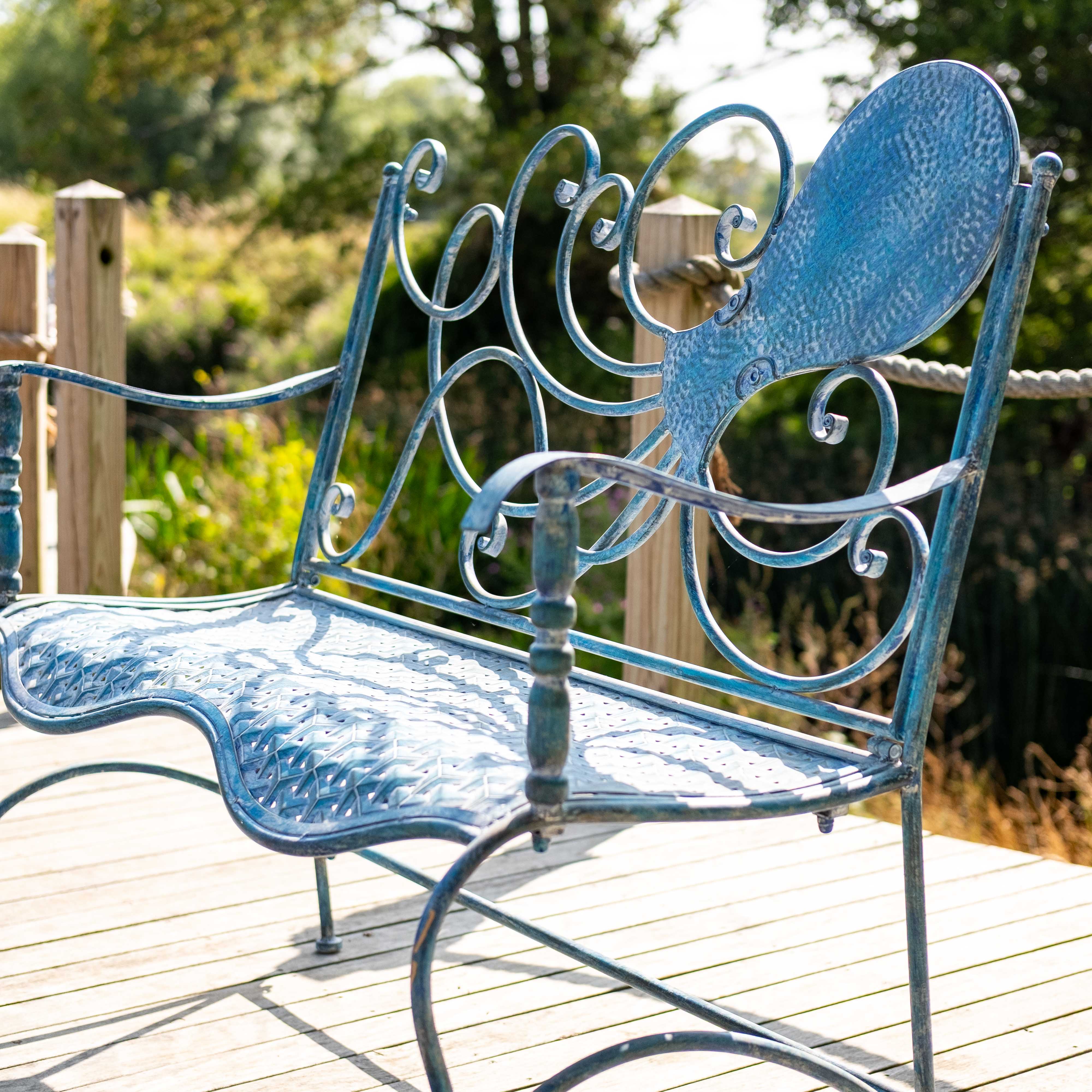 OCTOPUS BENCH | Metal Garden Bench | COSTAL BLUE