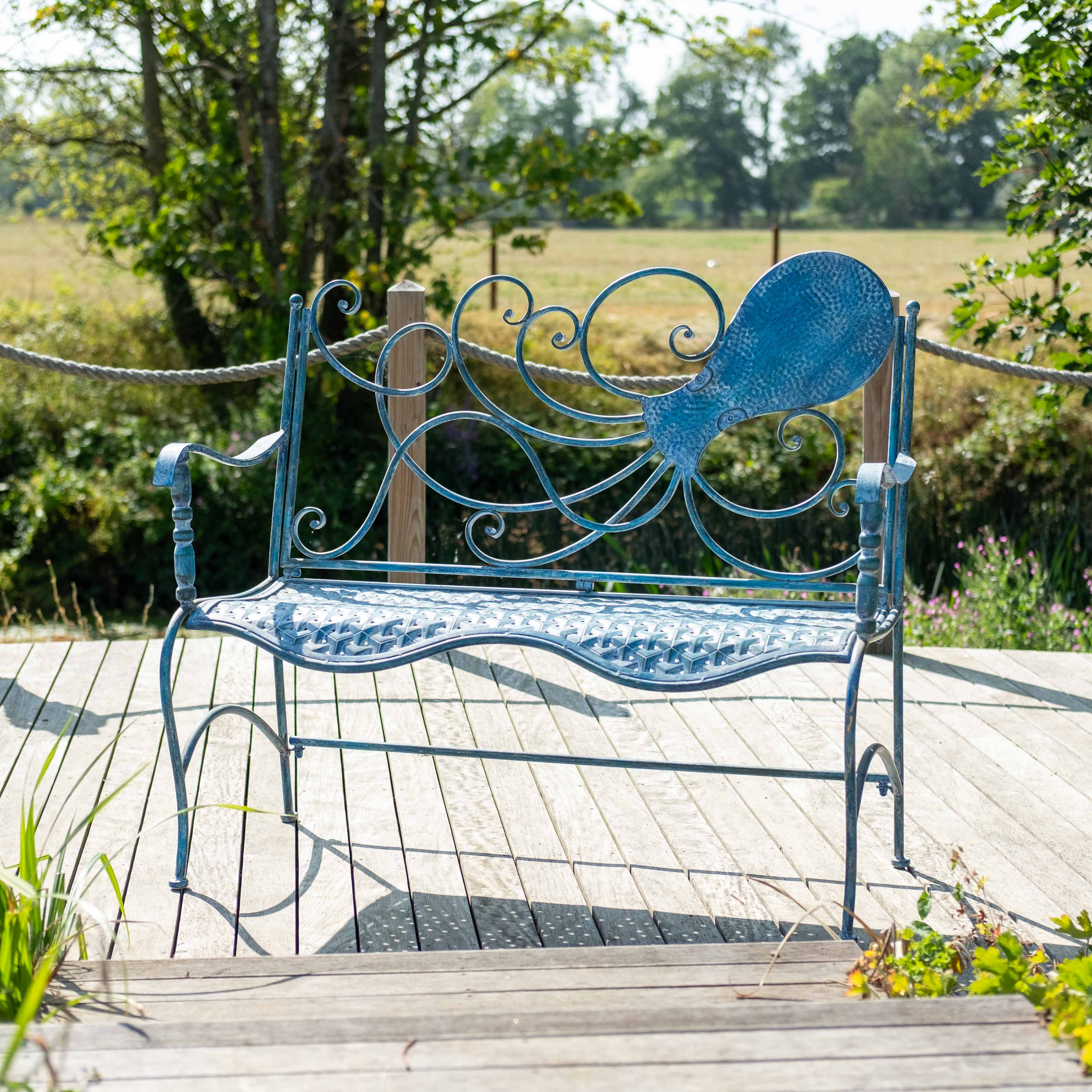 OCTOPUS BENCH | Metal Garden Bench | COSTAL BLUE