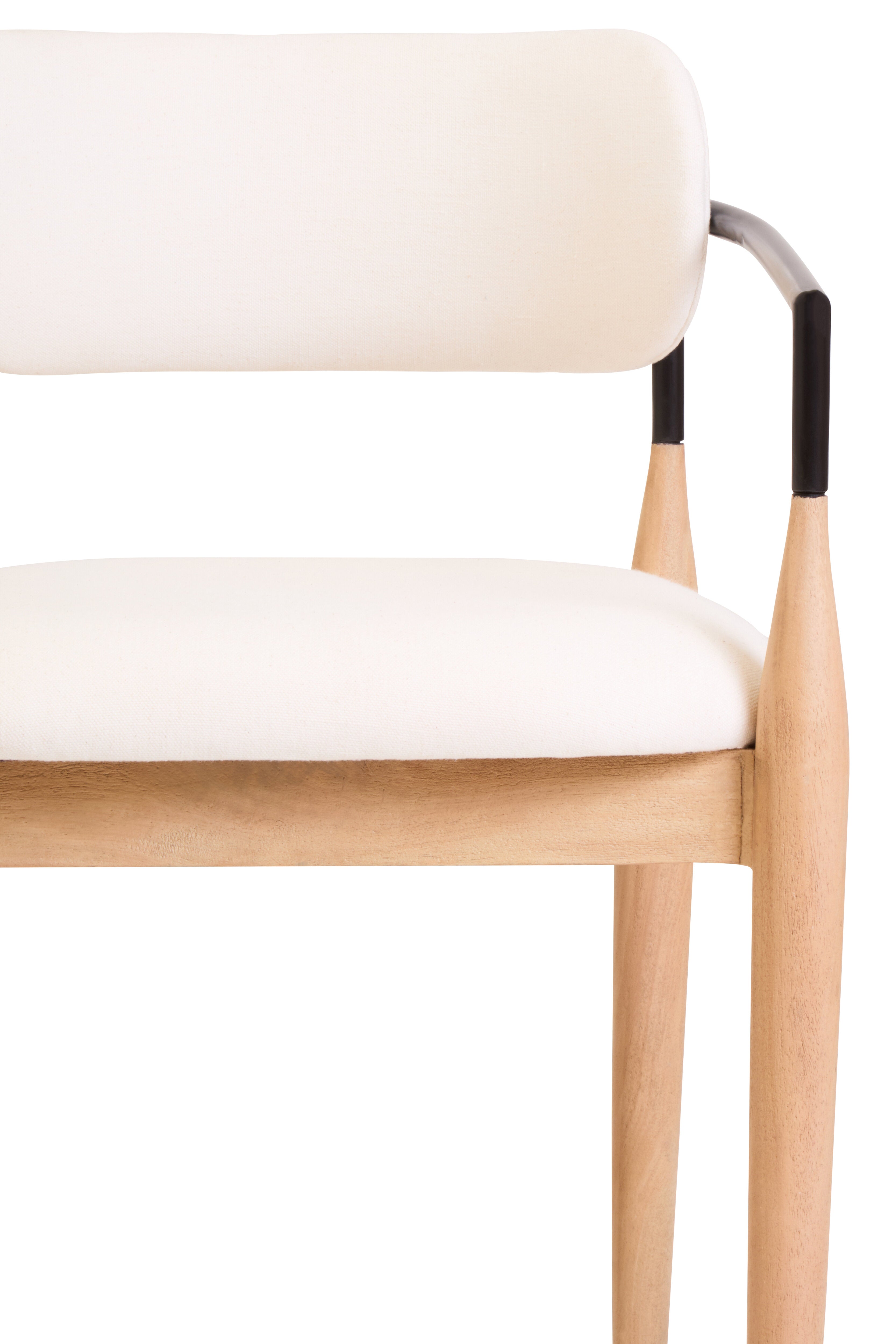 Marivon Cream Textured Dining Chair With Wood Frame