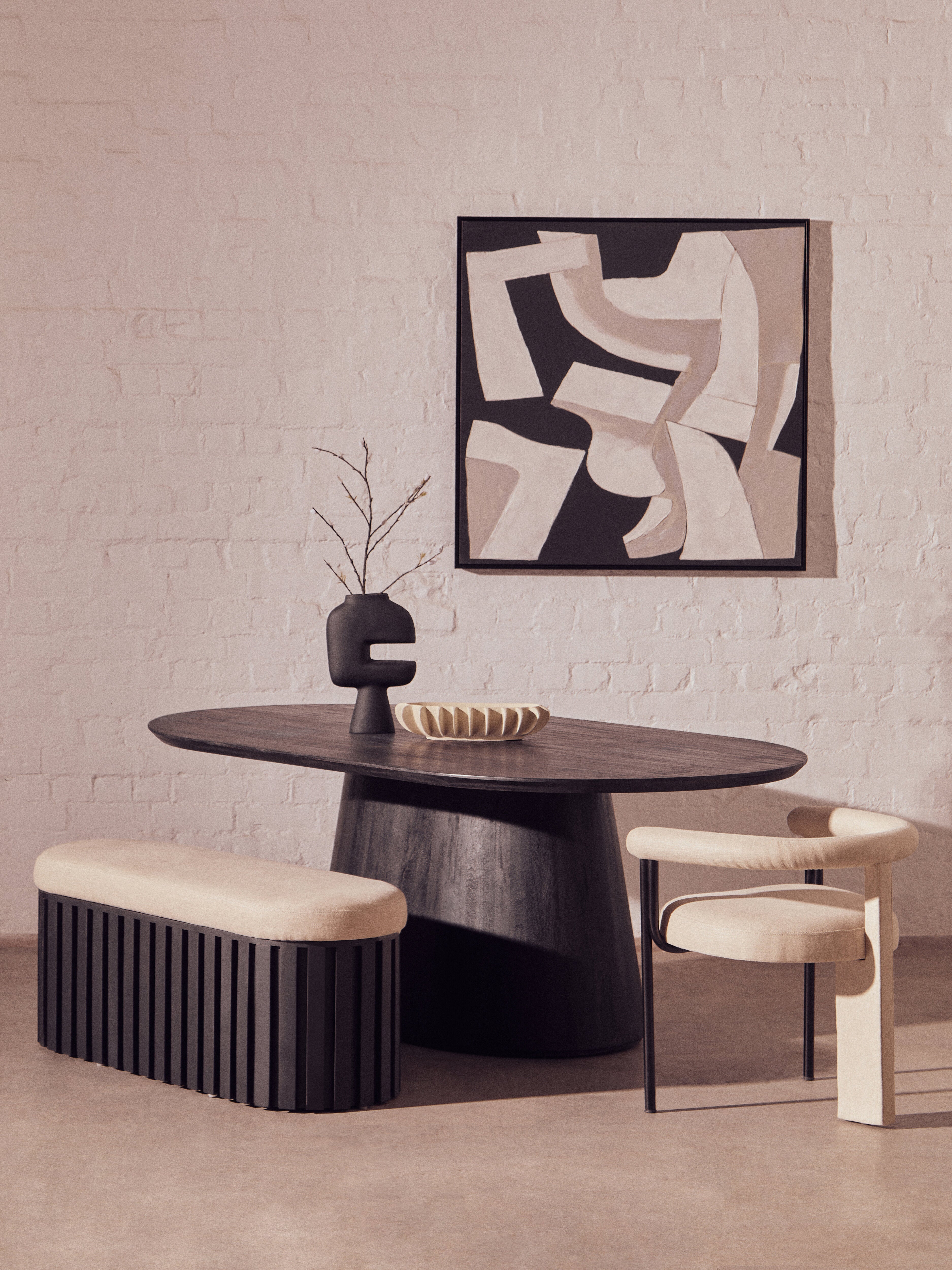 Korvella Black Mango Wood Oval Dining Table