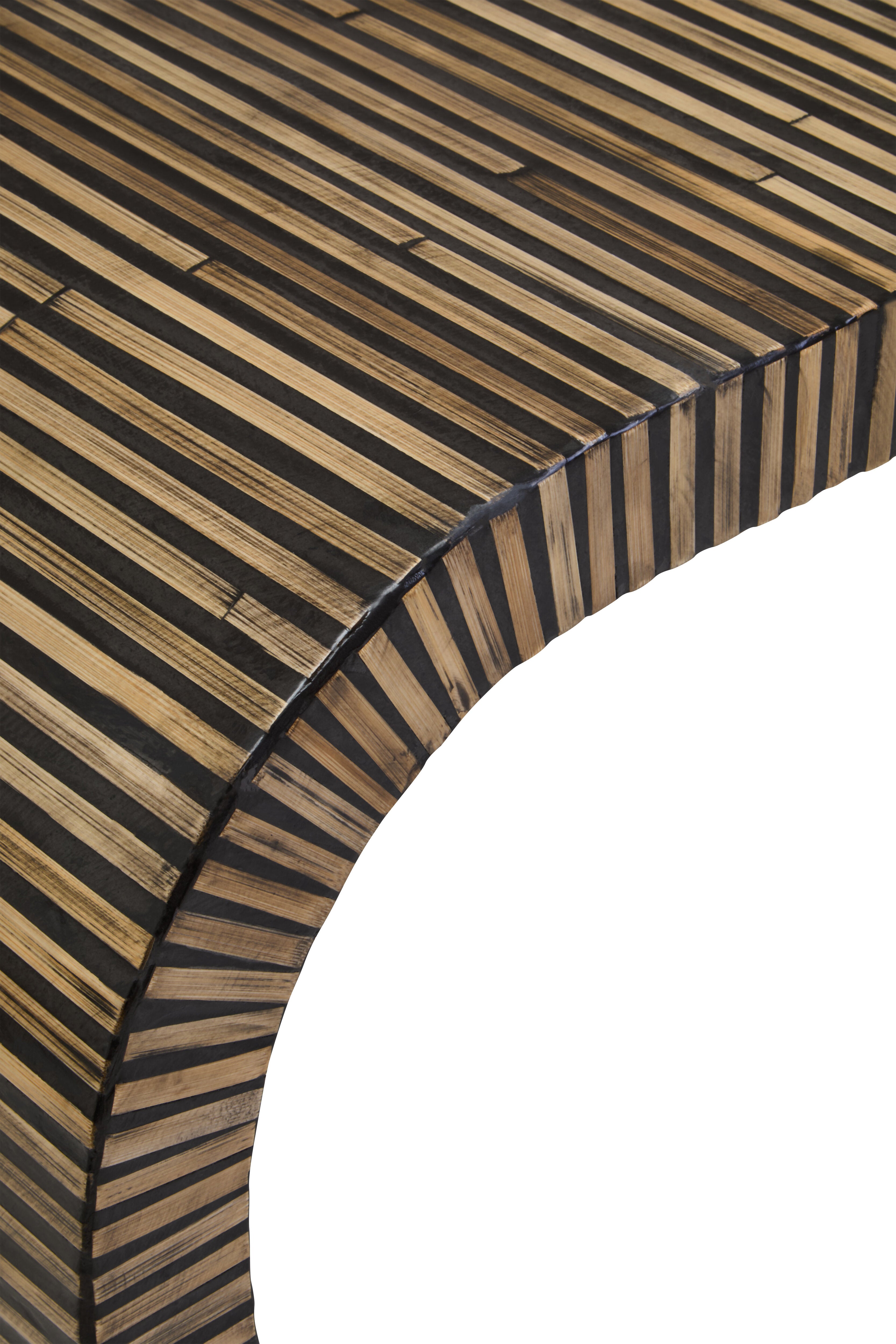 Nivara Bamboo Inlay Curved Console Table