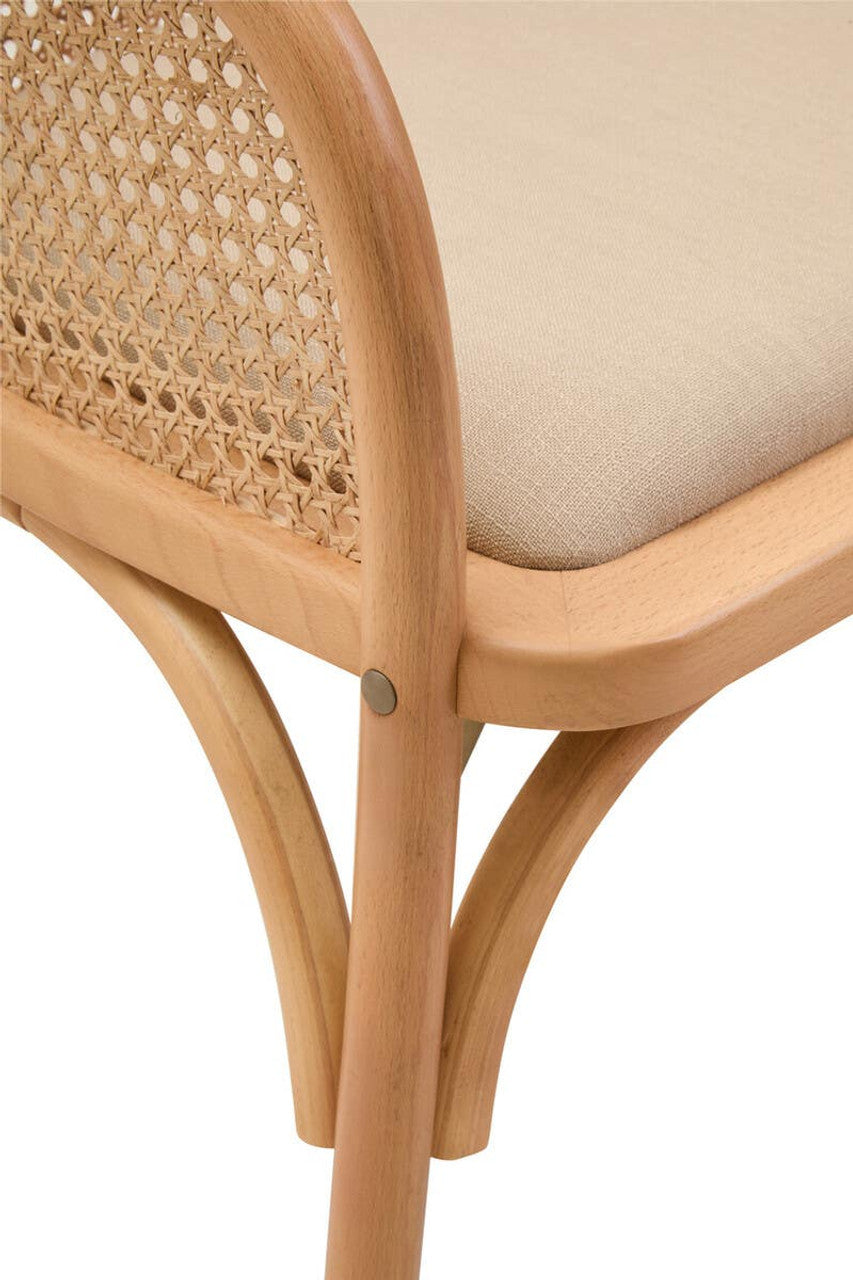 Nino Natural Cane and Beech Wood Bench with Backrest