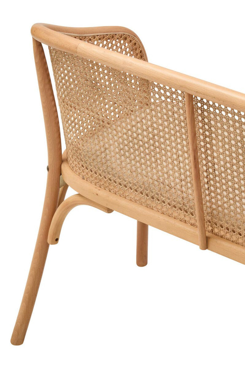 Nino Natural Cane and Beech Wood Bench with Backrest