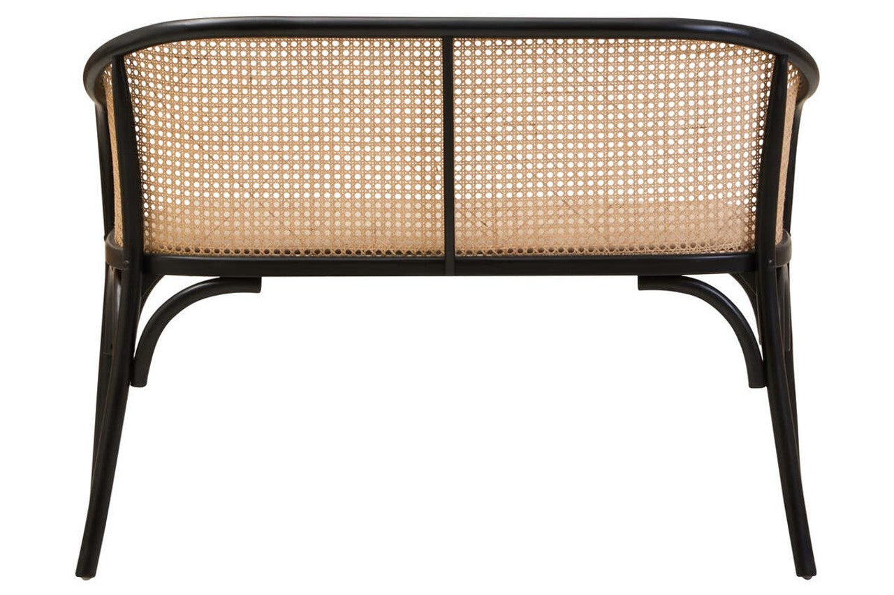 Nino Natural Cane Bench with Black Beech Wood Frame