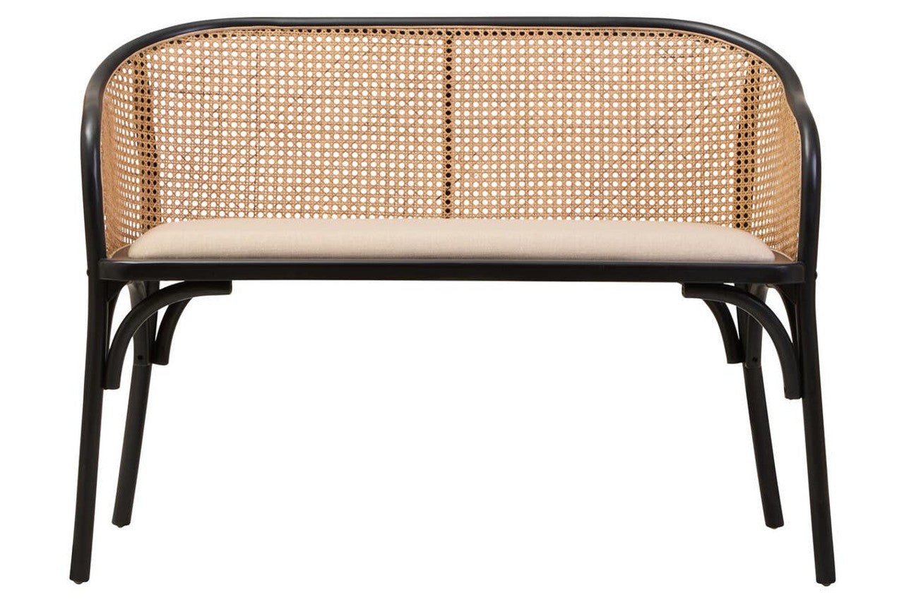 Nino Natural Cane Bench with Black Beech Wood Frame