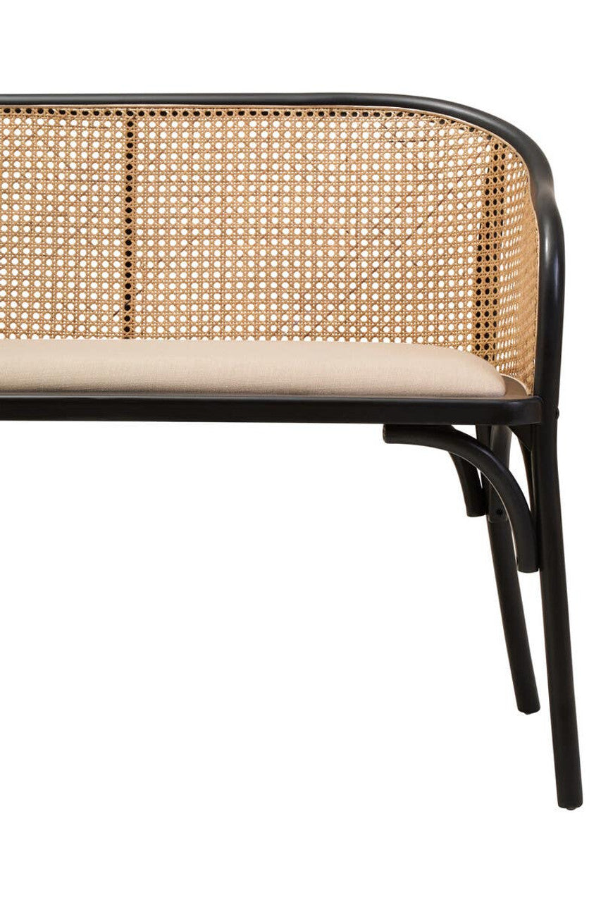 Nino Natural Cane Bench with Black Beech Wood Frame