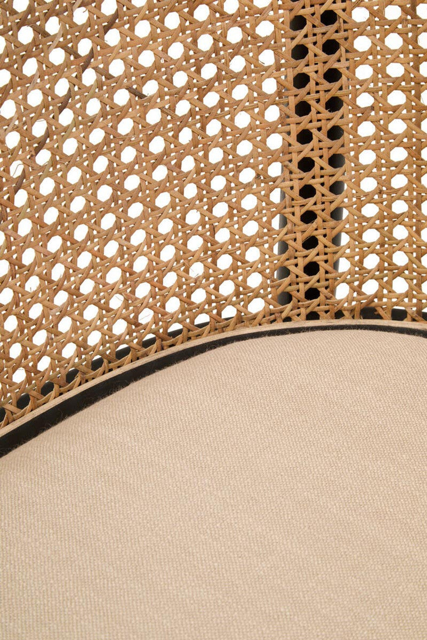 Nino Natural Cane Bench with Black Beech Wood Frame