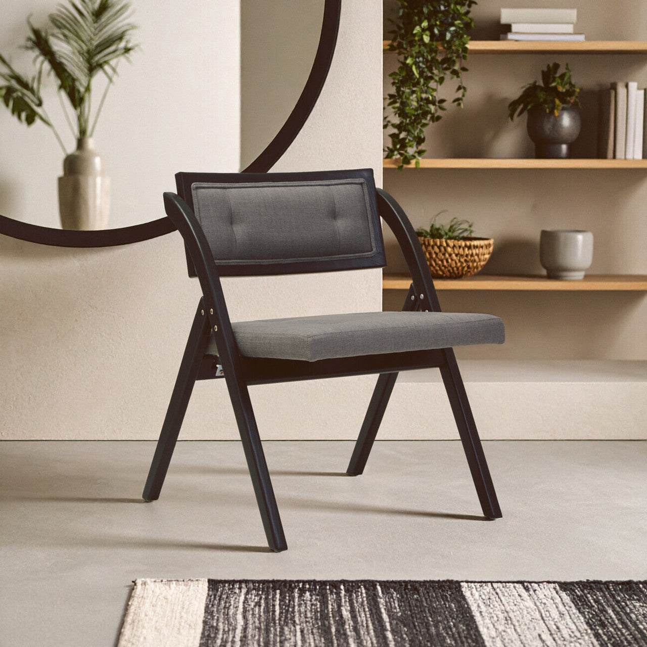 Nino Grey and Black Elm Wood Folding Chair