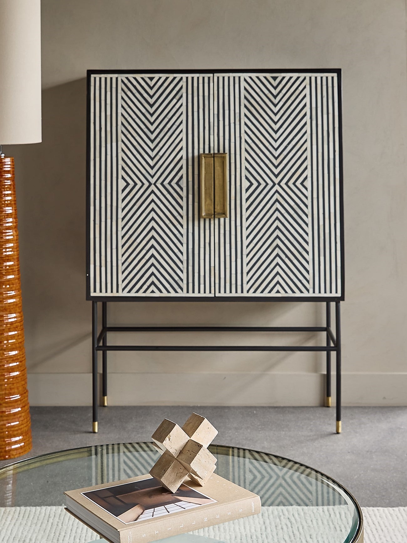 Delaney Bone Inlay Tall Storage Cabinet