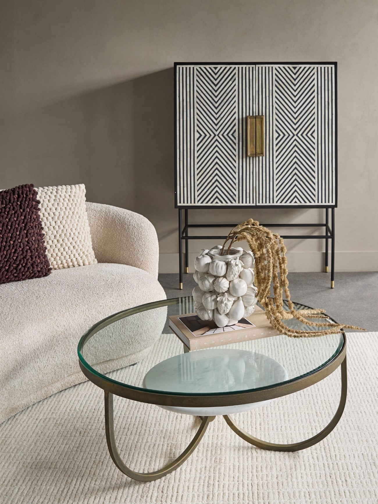 Delaney Bone Inlay Tall Storage Cabinet