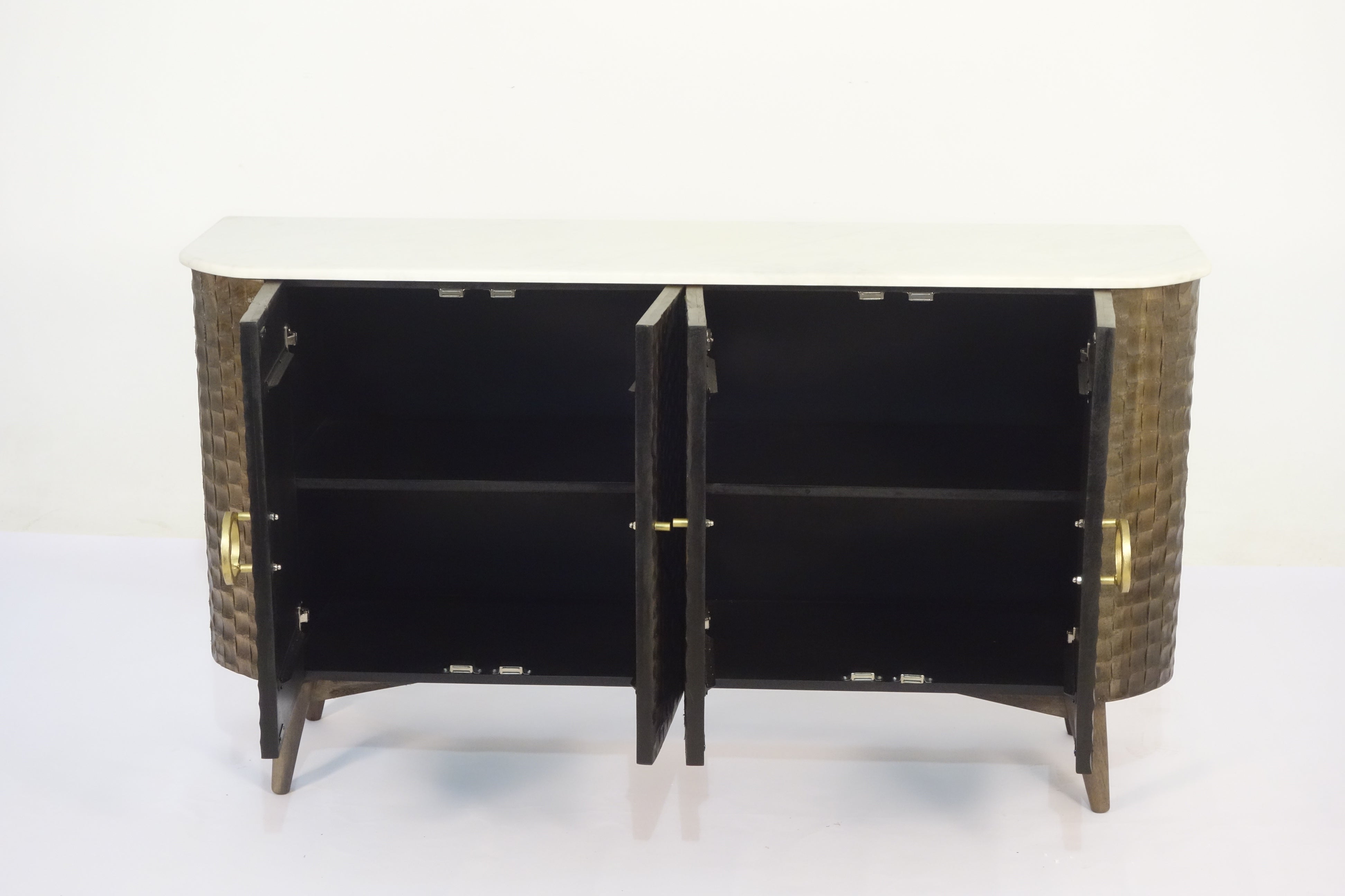Wooden 4 Door chiseled Design Side Board