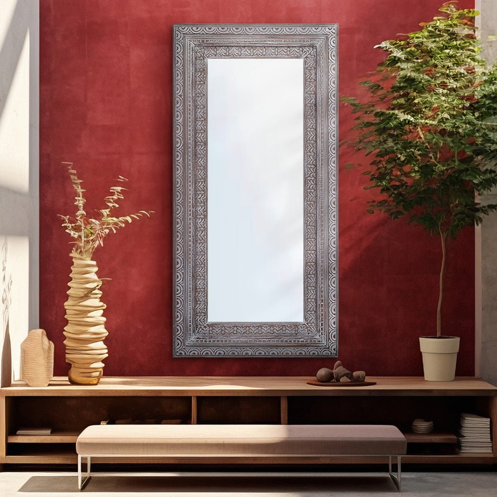 Naaz Carved Wooden Mirror - OPULENT Co