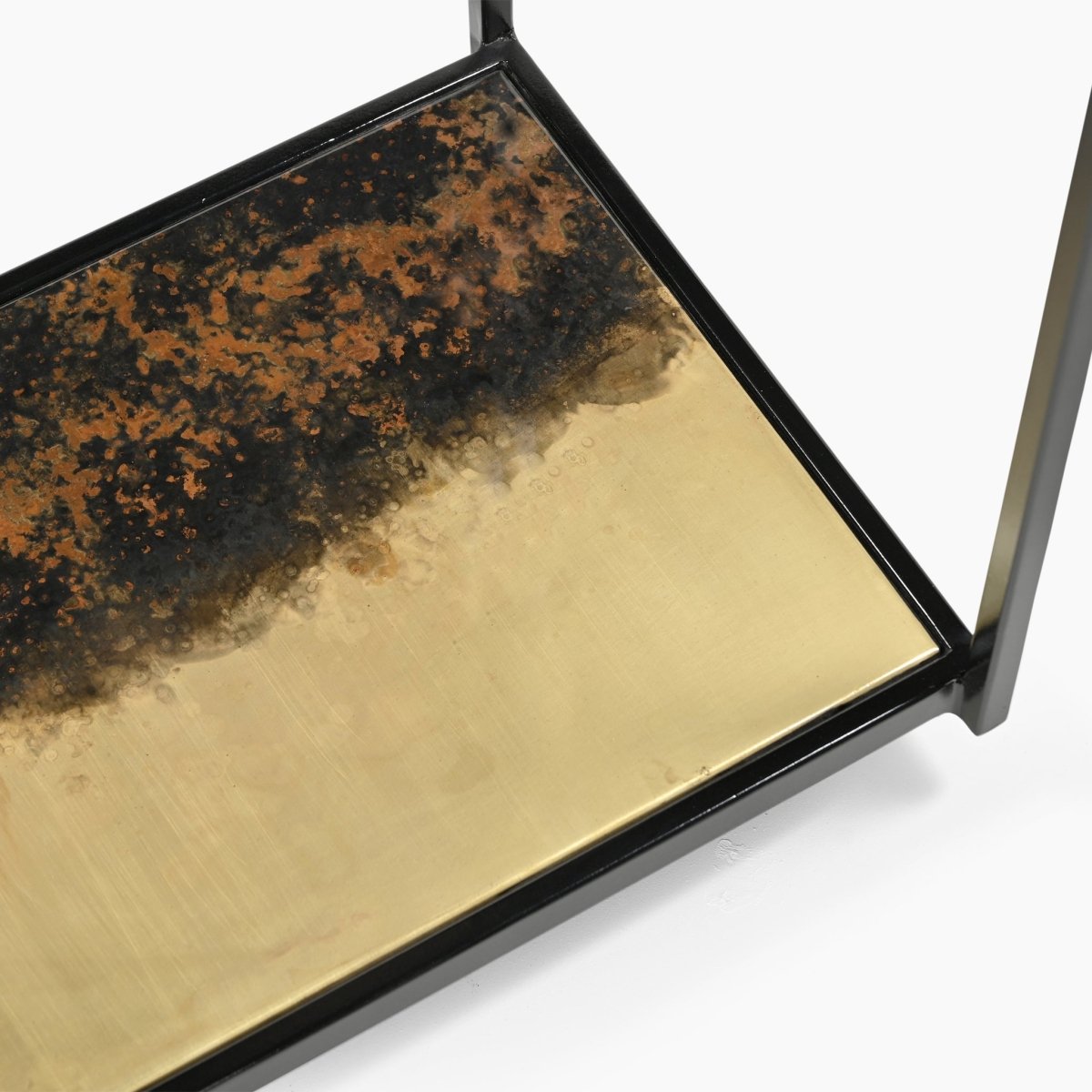 Galaxy Iron Console Table With Glass Top - OPULENT Co