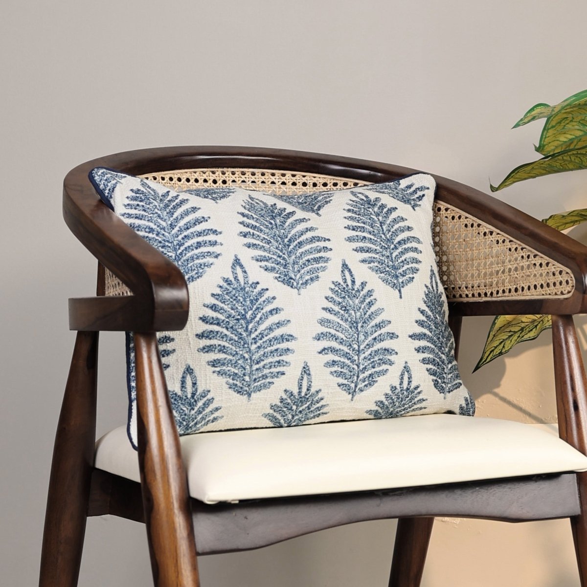Bloom Cotton Embroidered Cushion - OPULENT Co