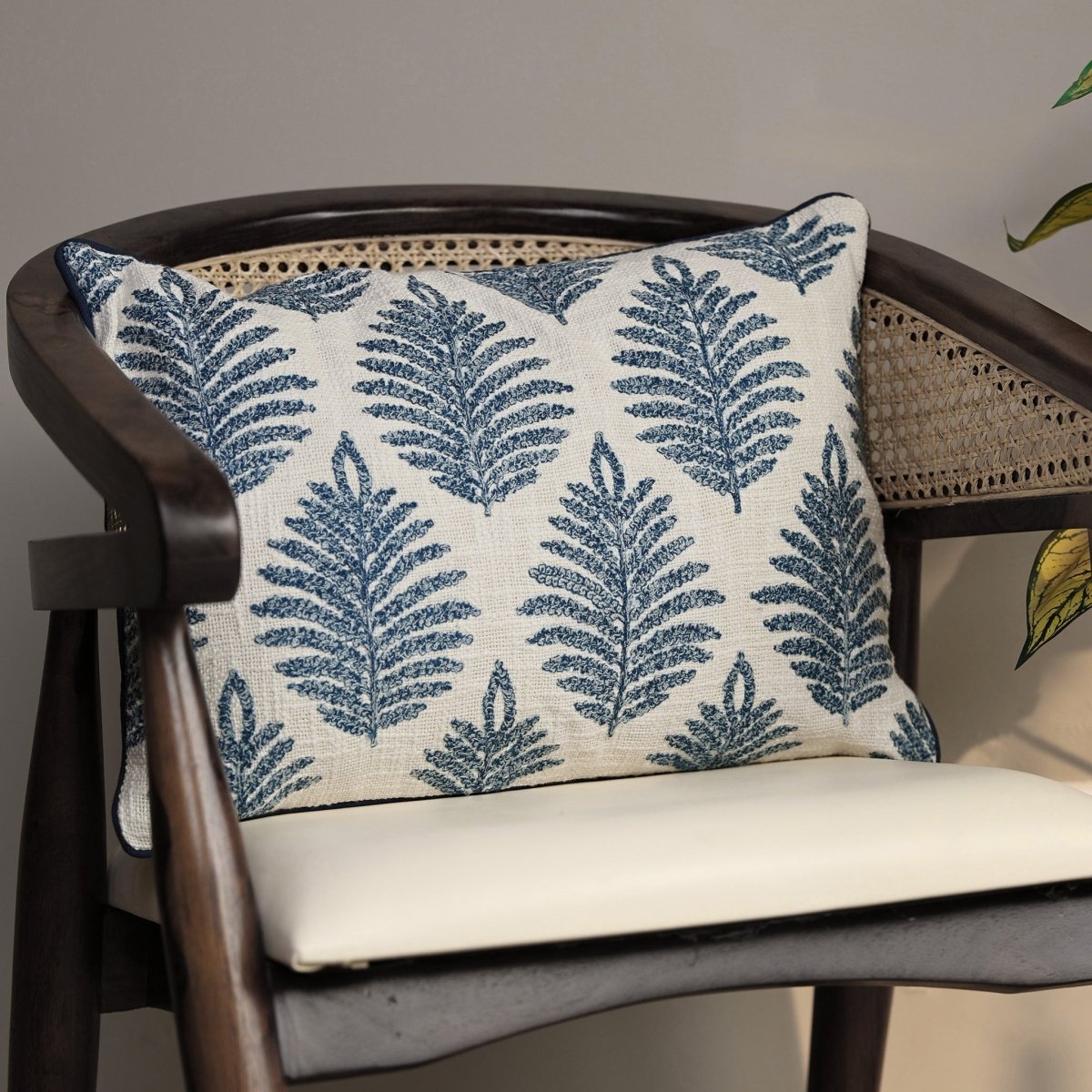 Bloom Cotton Embroidered Cushion - OPULENT Co