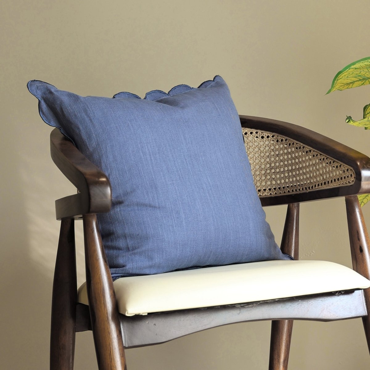 Elsie Cotton - Linen Blue Cushion - OPULENT Co
