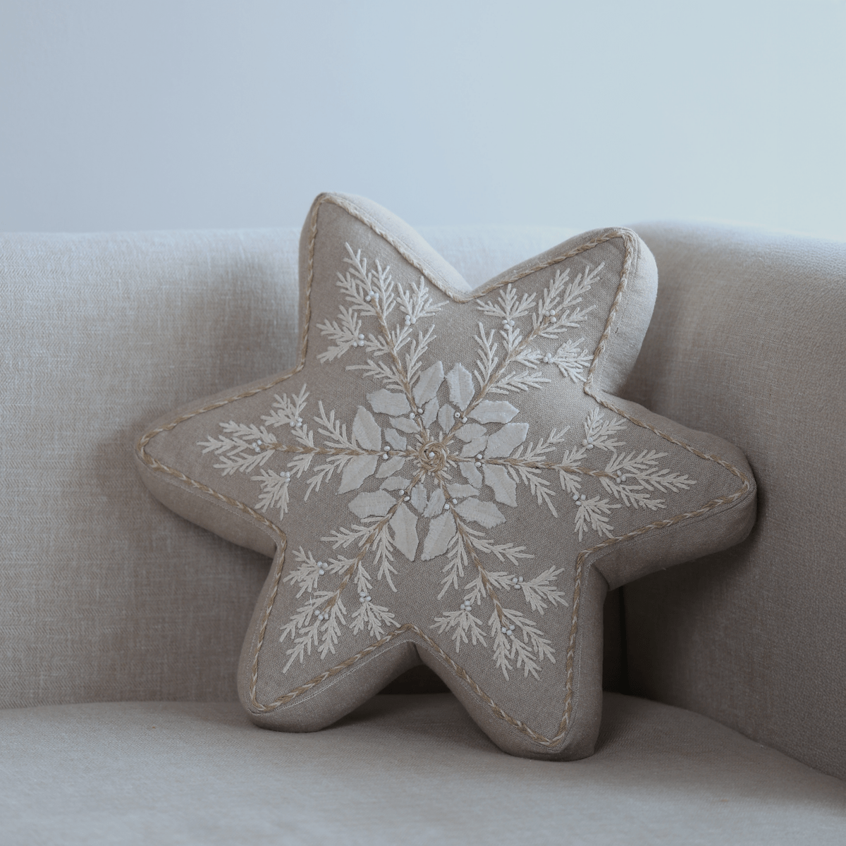 Joyful Star Cotton Chambray Cushion - OPULENT Co