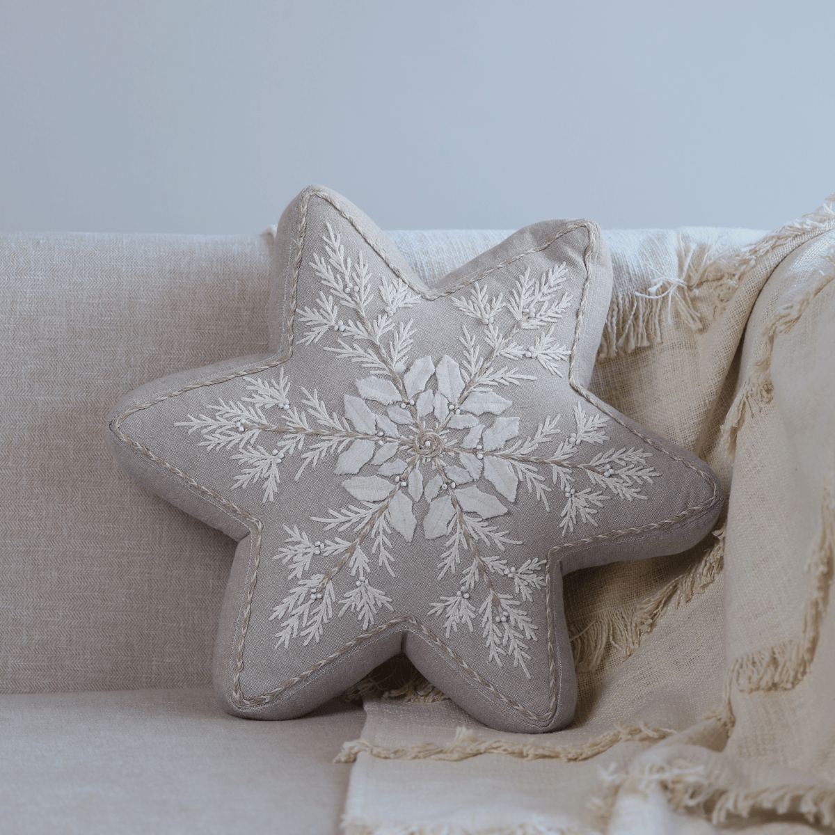 Joyful Star Cotton Chambray Cushion - OPULENT Co
