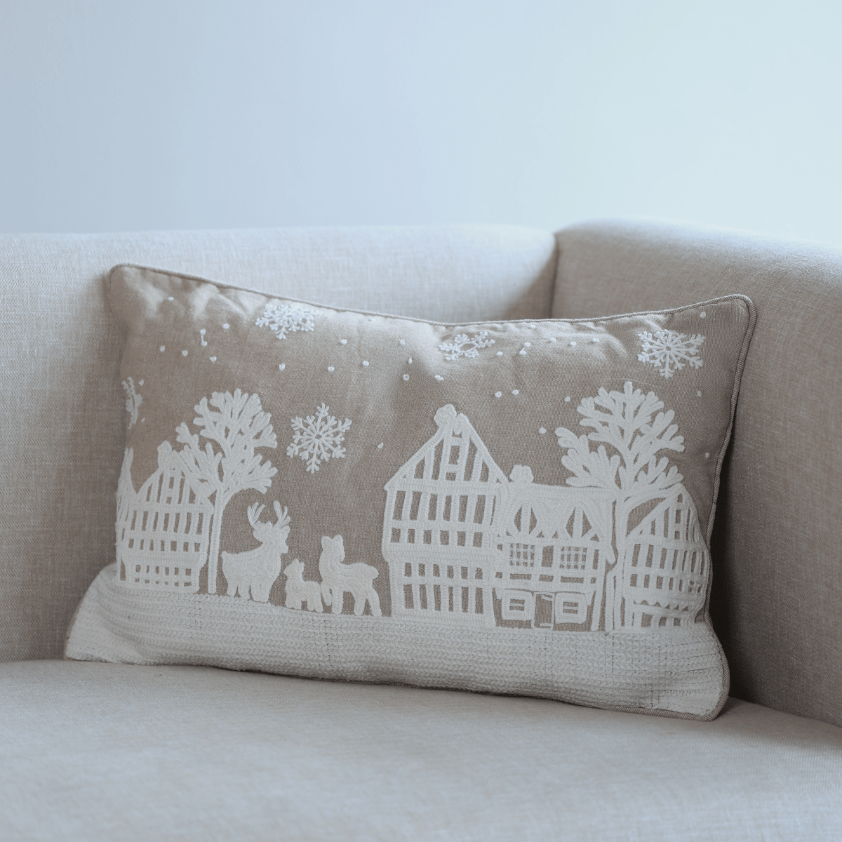 Festive Glow Cotton Chambray Cushion - OPULENT Co