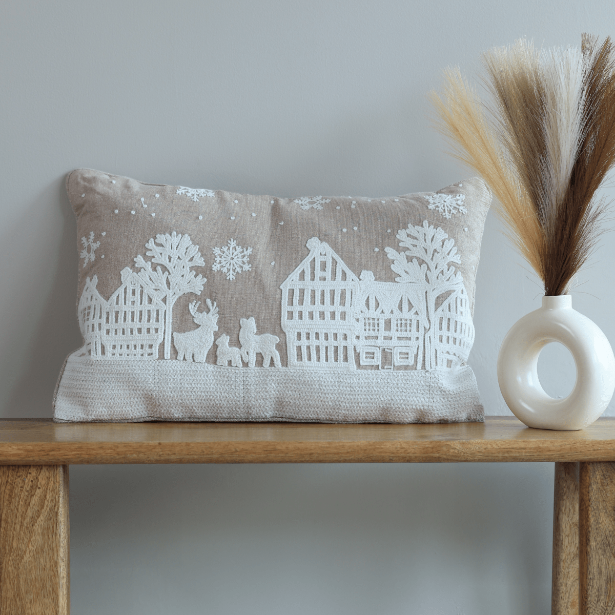 Festive Glow Cotton Chambray Cushion - OPULENT Co