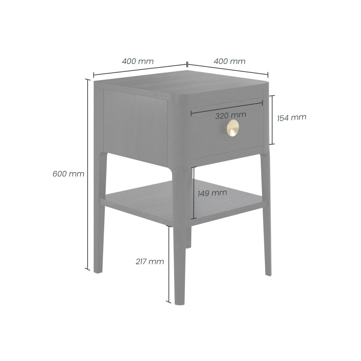 Abberley Bedside | Black | 1 Drawer - OPULENT co