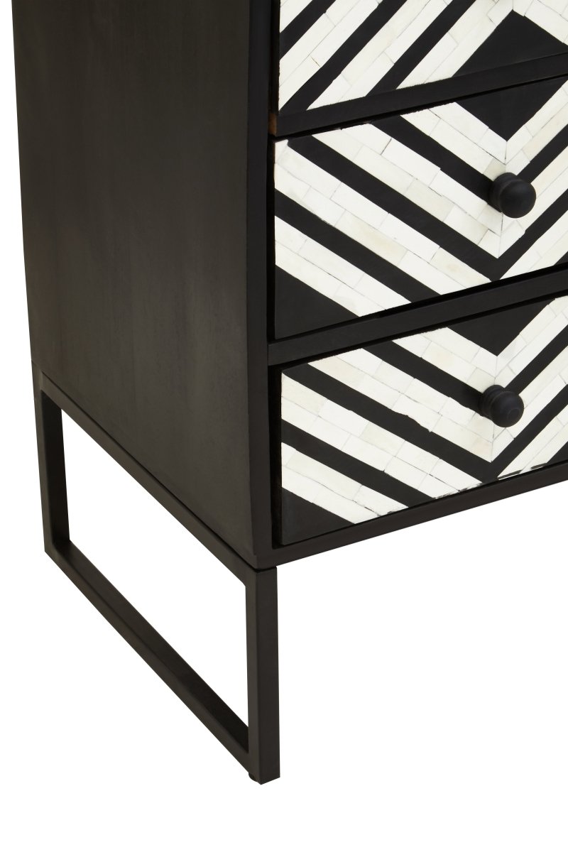 Allora Three Drawer Chest With Bone Inlay - OPULENT Co