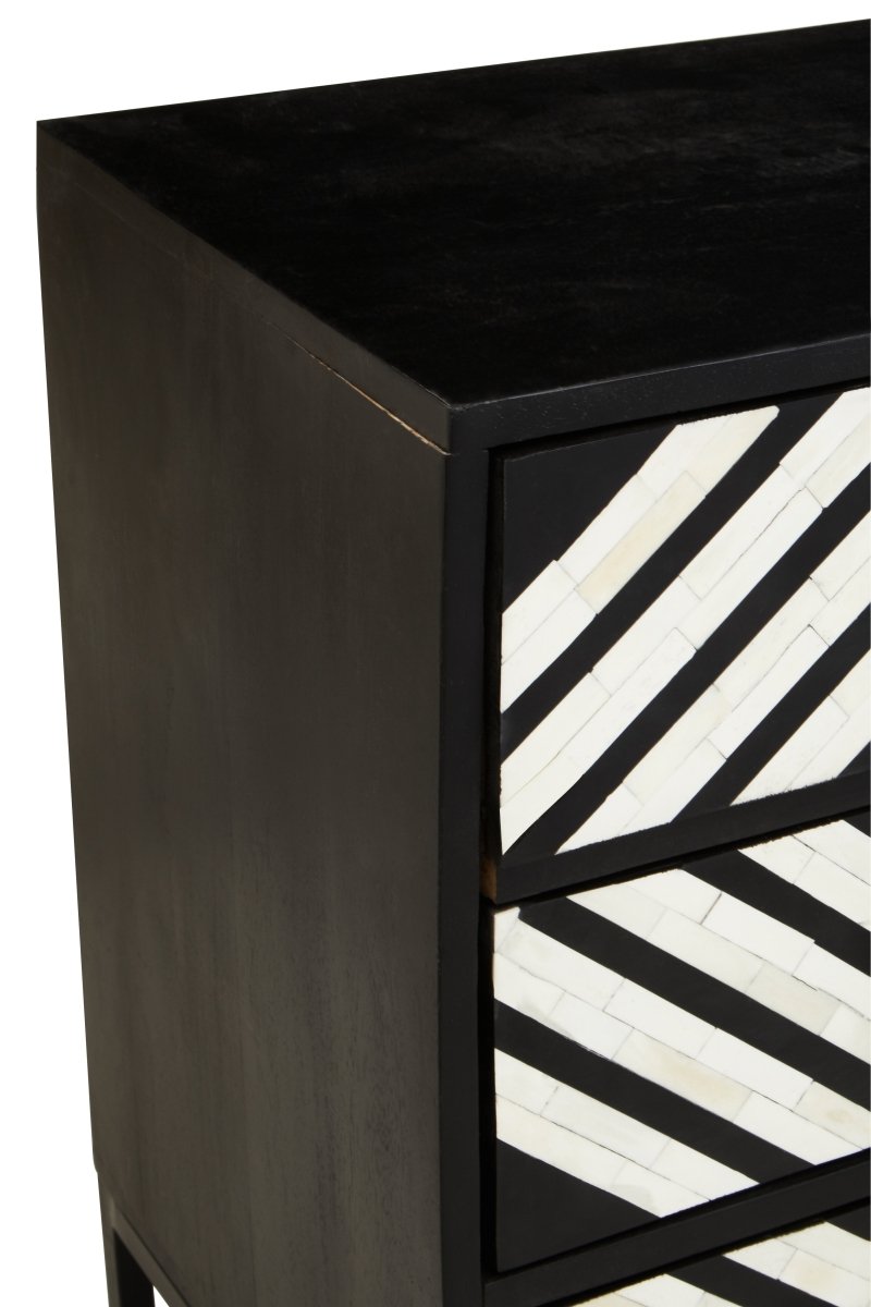 Allora Three Drawer Chest With Bone Inlay - OPULENT Co