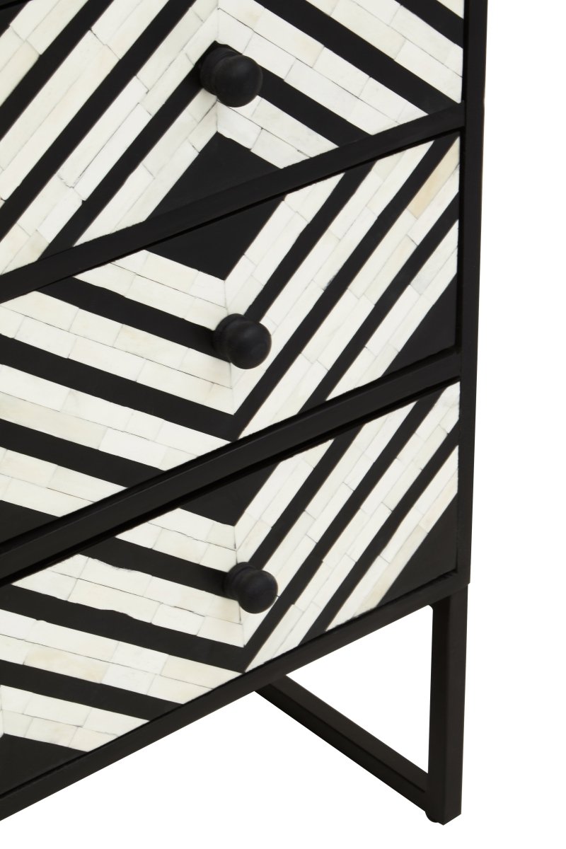 Allora Three Drawer Chest With Bone Inlay - OPULENT Co