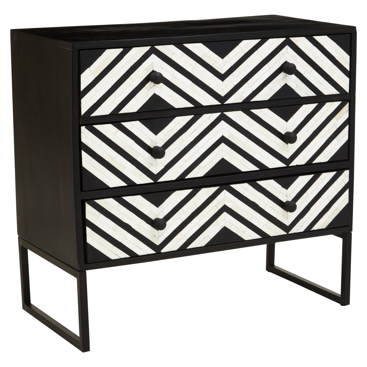 Allora Three Drawer Chest With Bone Inlay - OPULENT Co