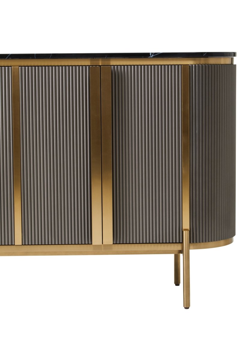 Arden Grey Four Door Sideboard With Black Marble Top - OPULENT Co