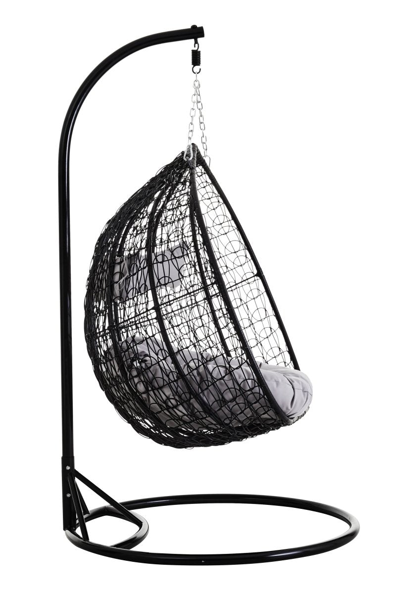 Bali Double Black Hanging Chair With Round Base - OPULENT co