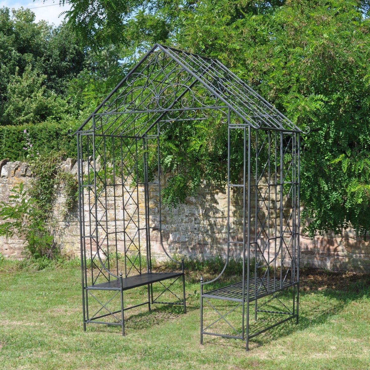 Bench Arbour with roof | Umber grey - OPULENT Co