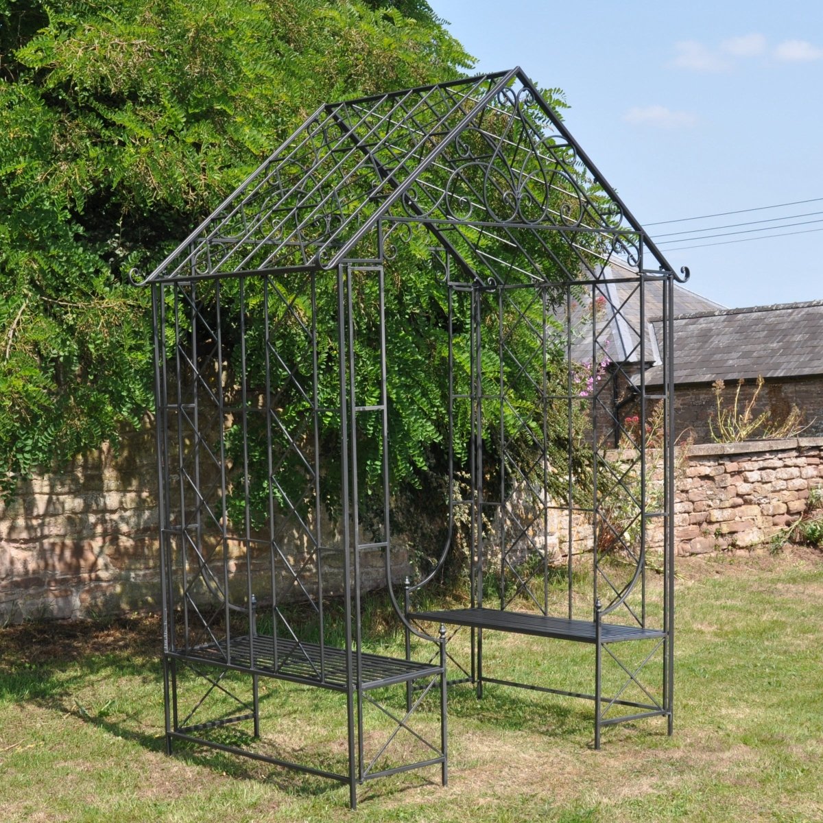 Bench Arbour with roof | Umber grey - OPULENT Co